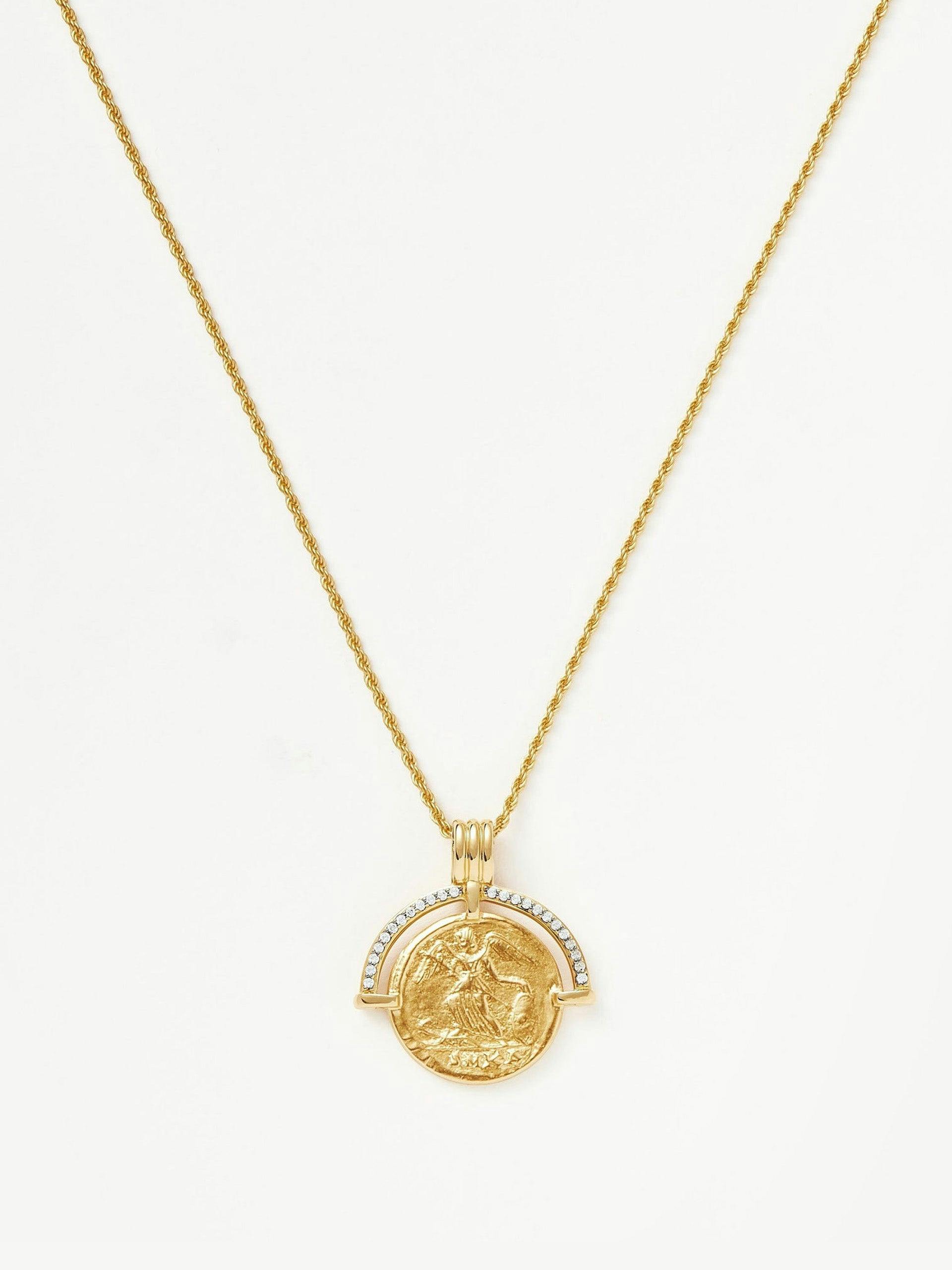 Lucy Williams engravable fortuna arc coin pendant necklace