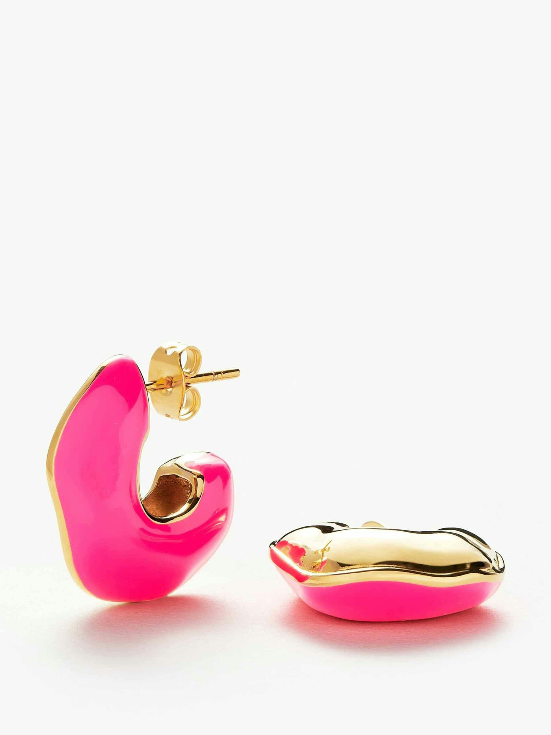 Hot pink and gold hoop earrings