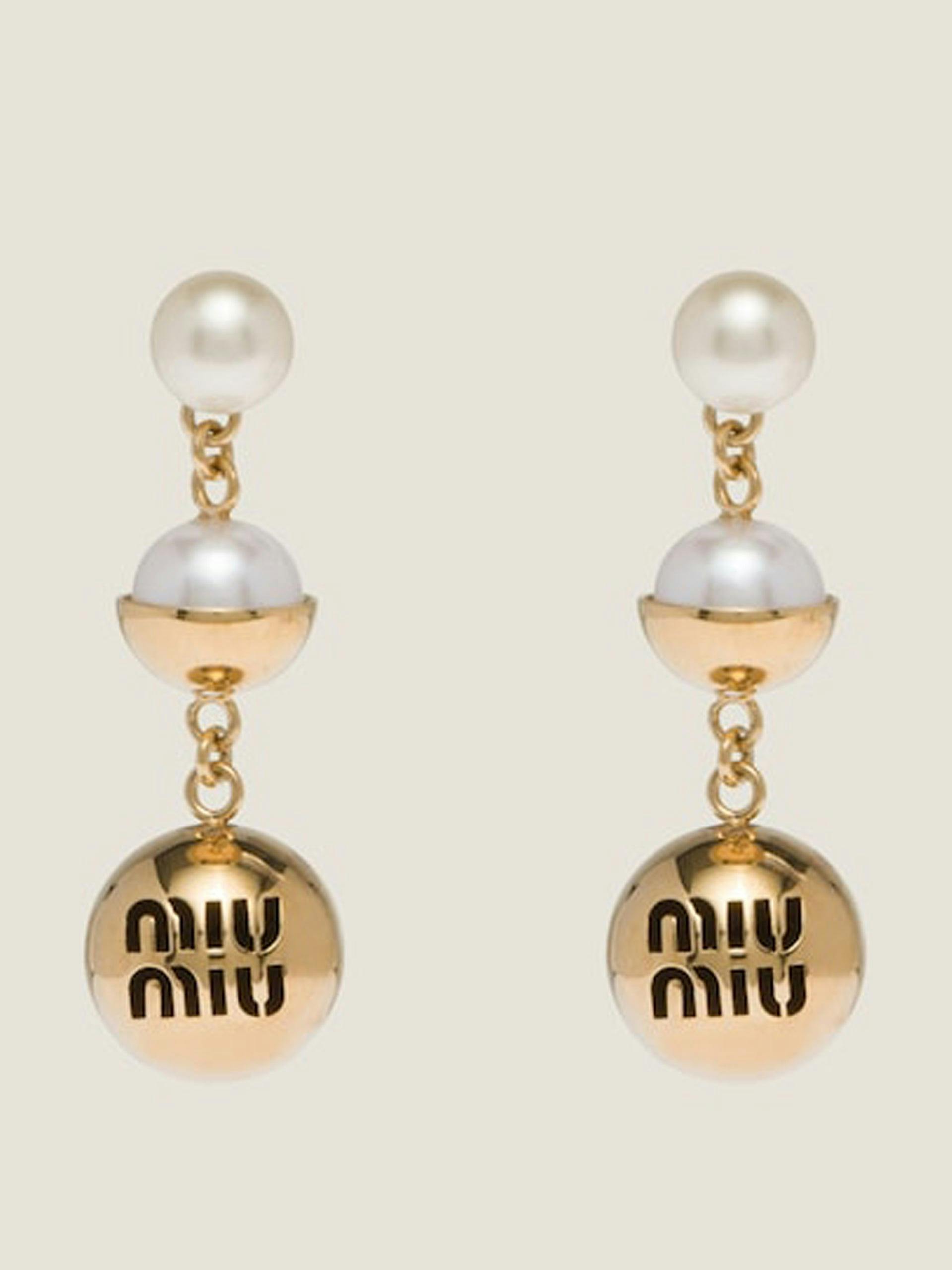 Metal and pearl drop earrings