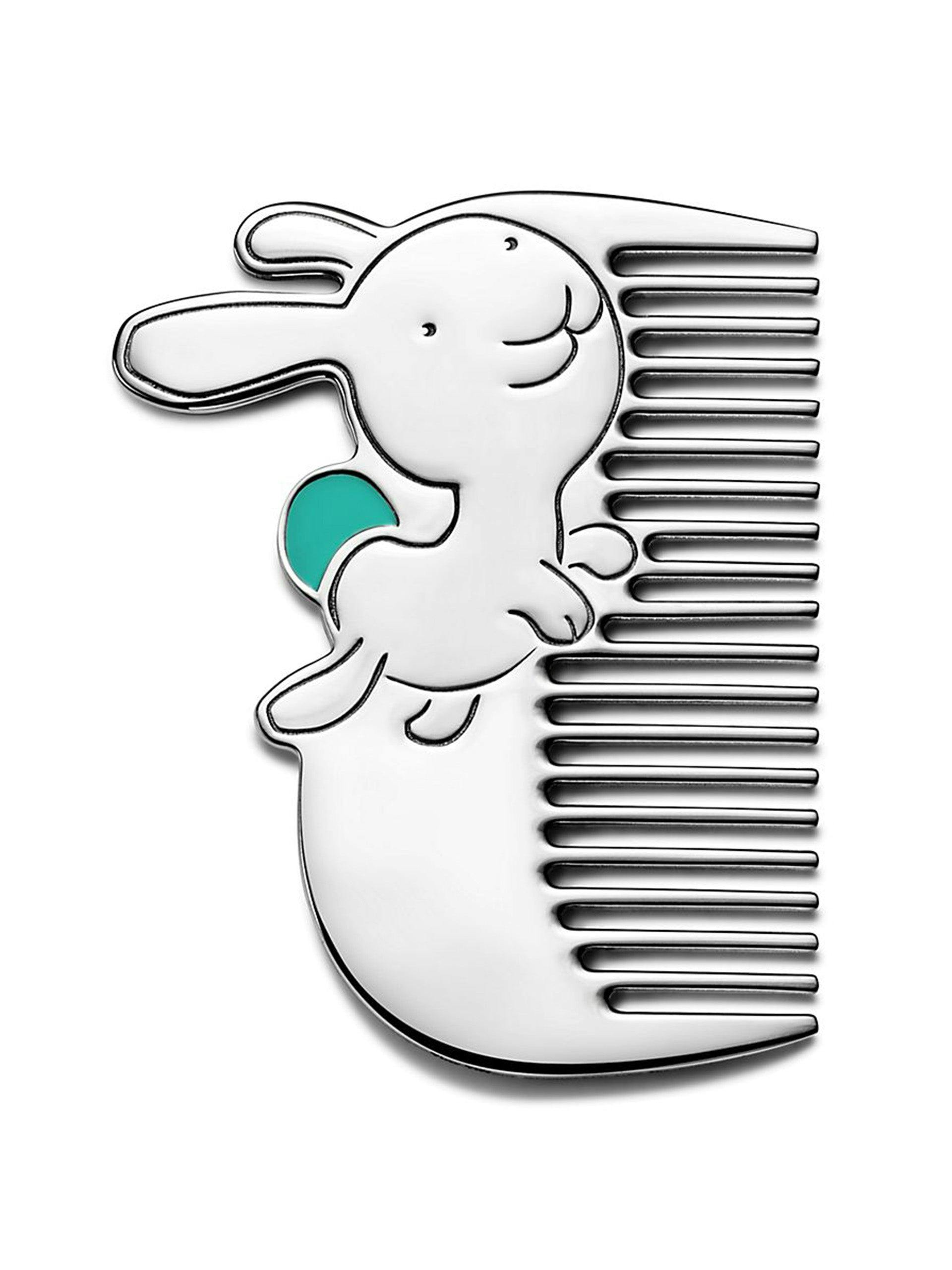 Tiny rabbit sterling silver baby comb
