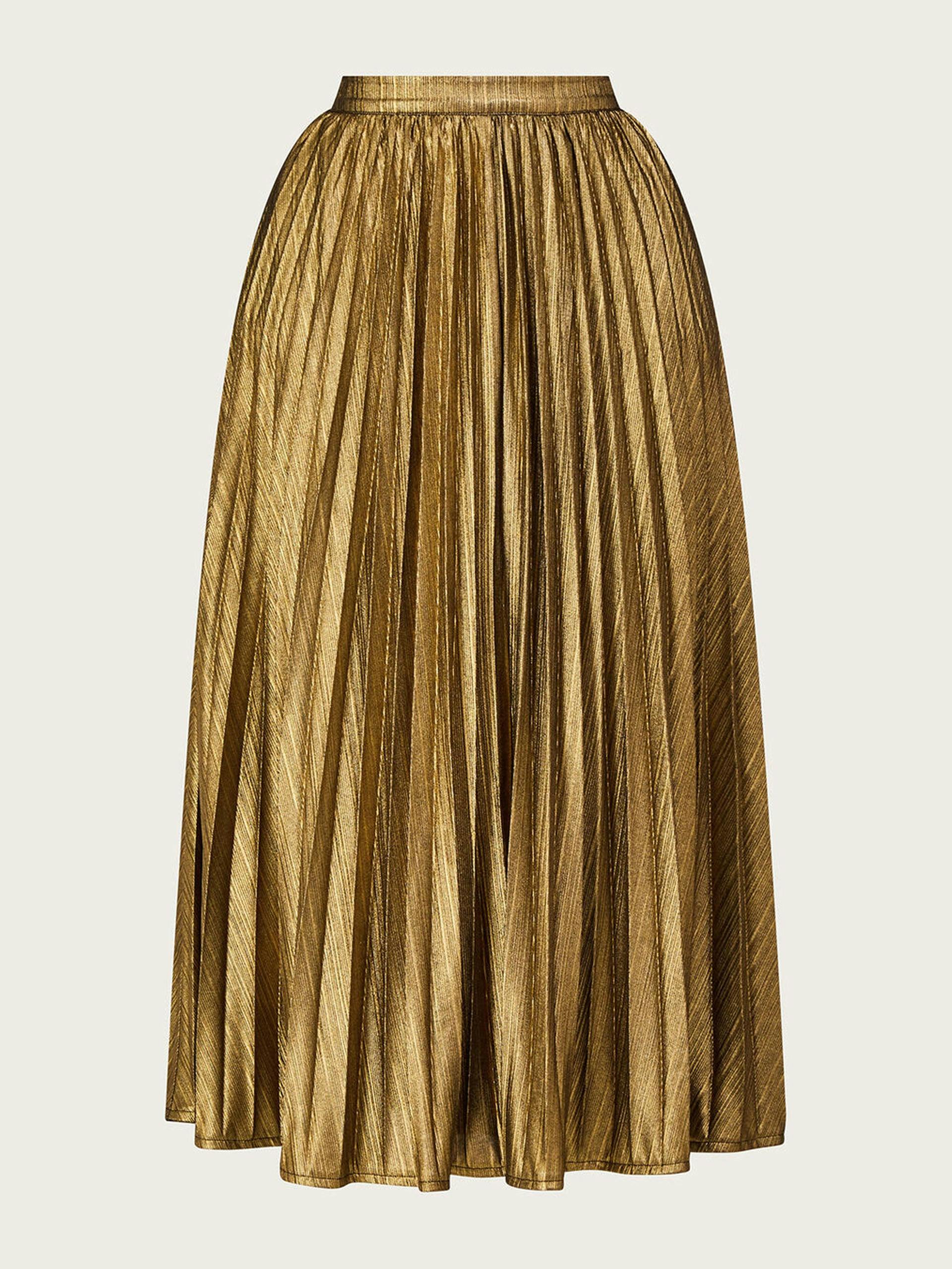 Mia pleated midi skirt in gold