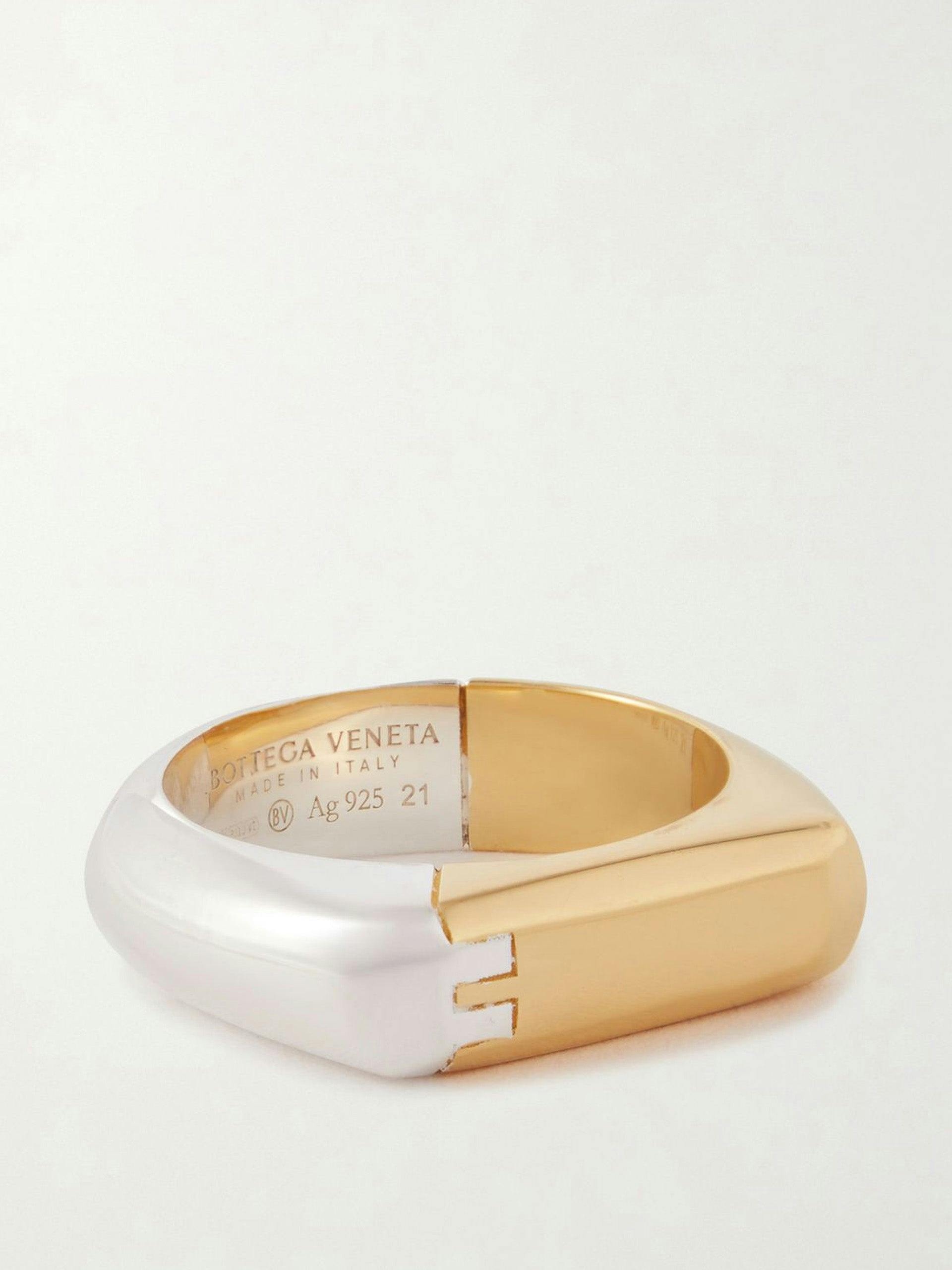 Gold-plated and sterling silver ring