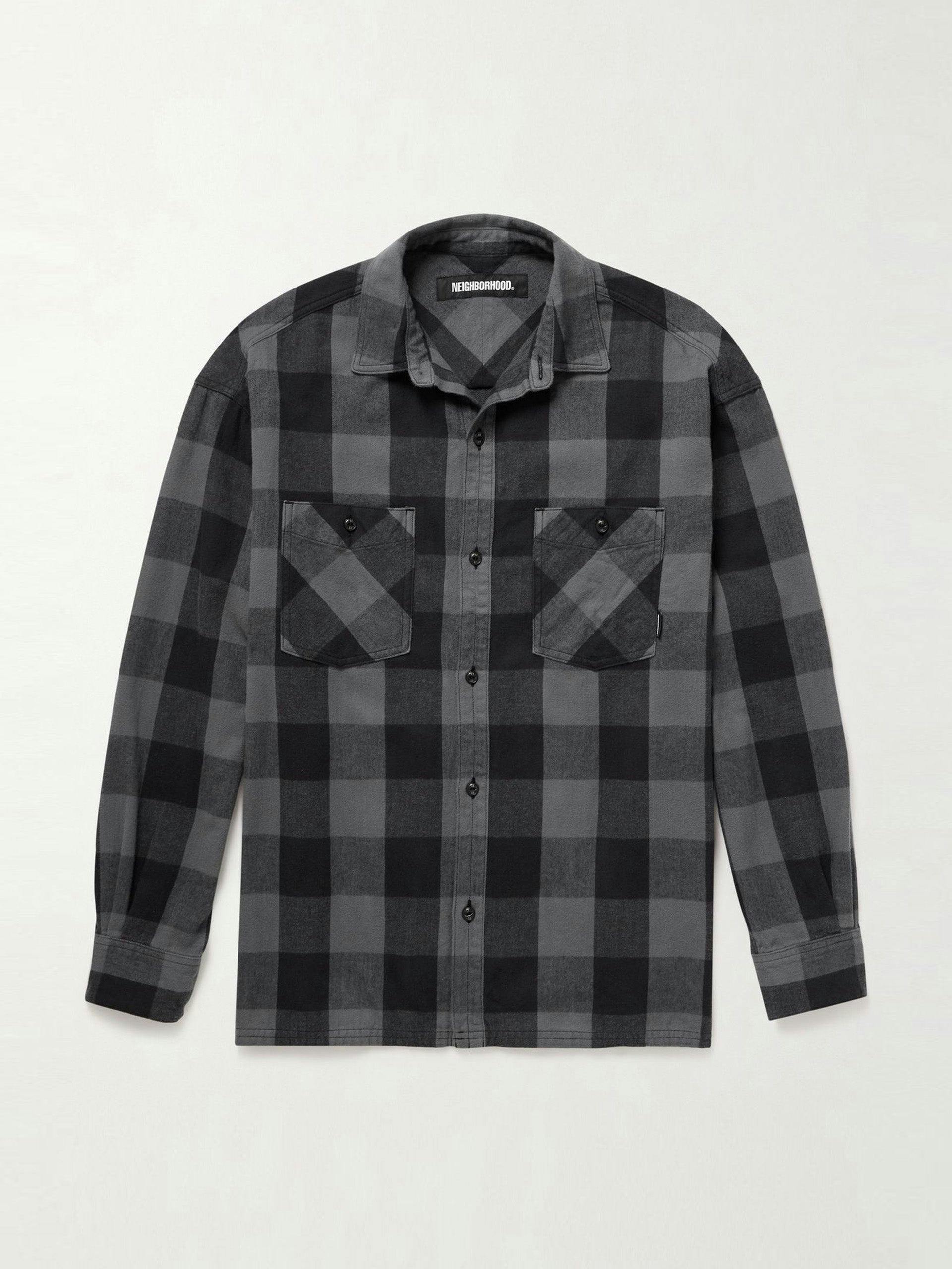 Grey checked cotton-flannel shirt