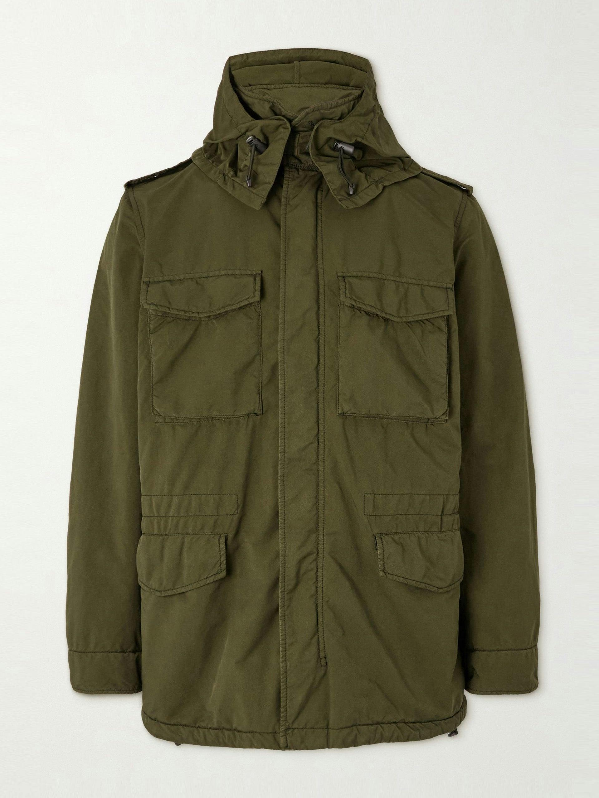 Green hooded field jacket