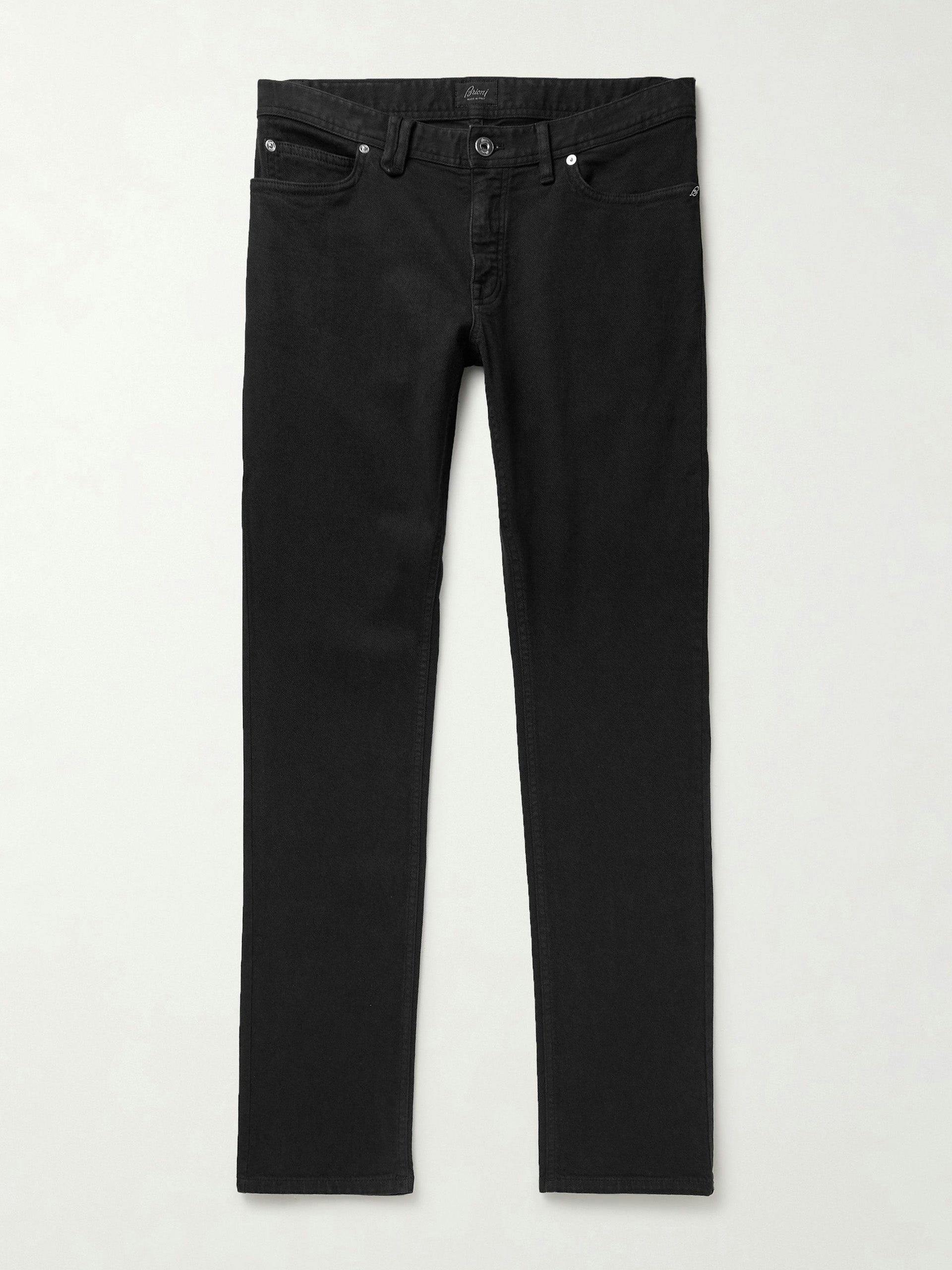 Black slim-fit straight-leg jeans