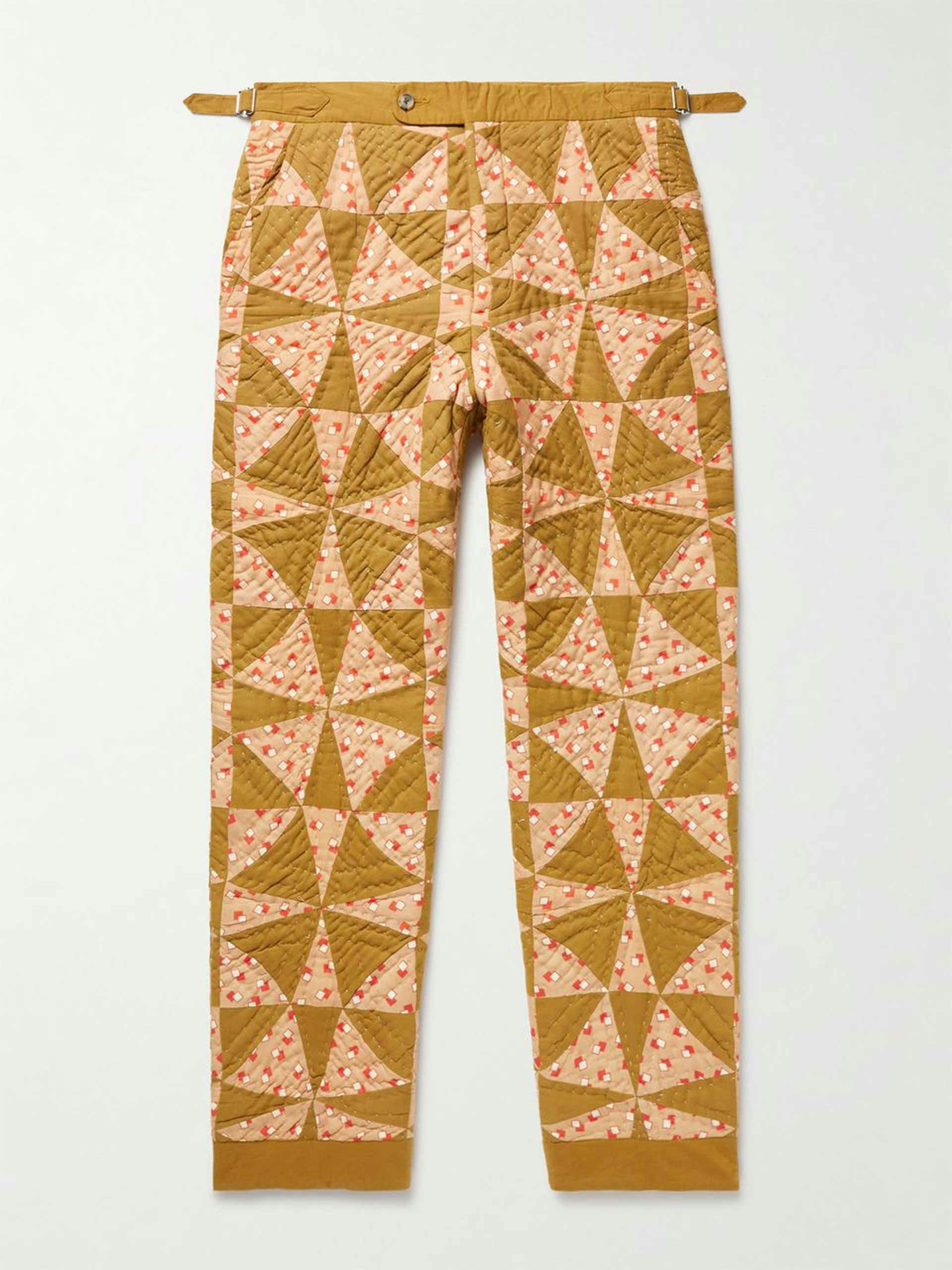 Kaleidoscope straight-leg quilted printed cotton trousers