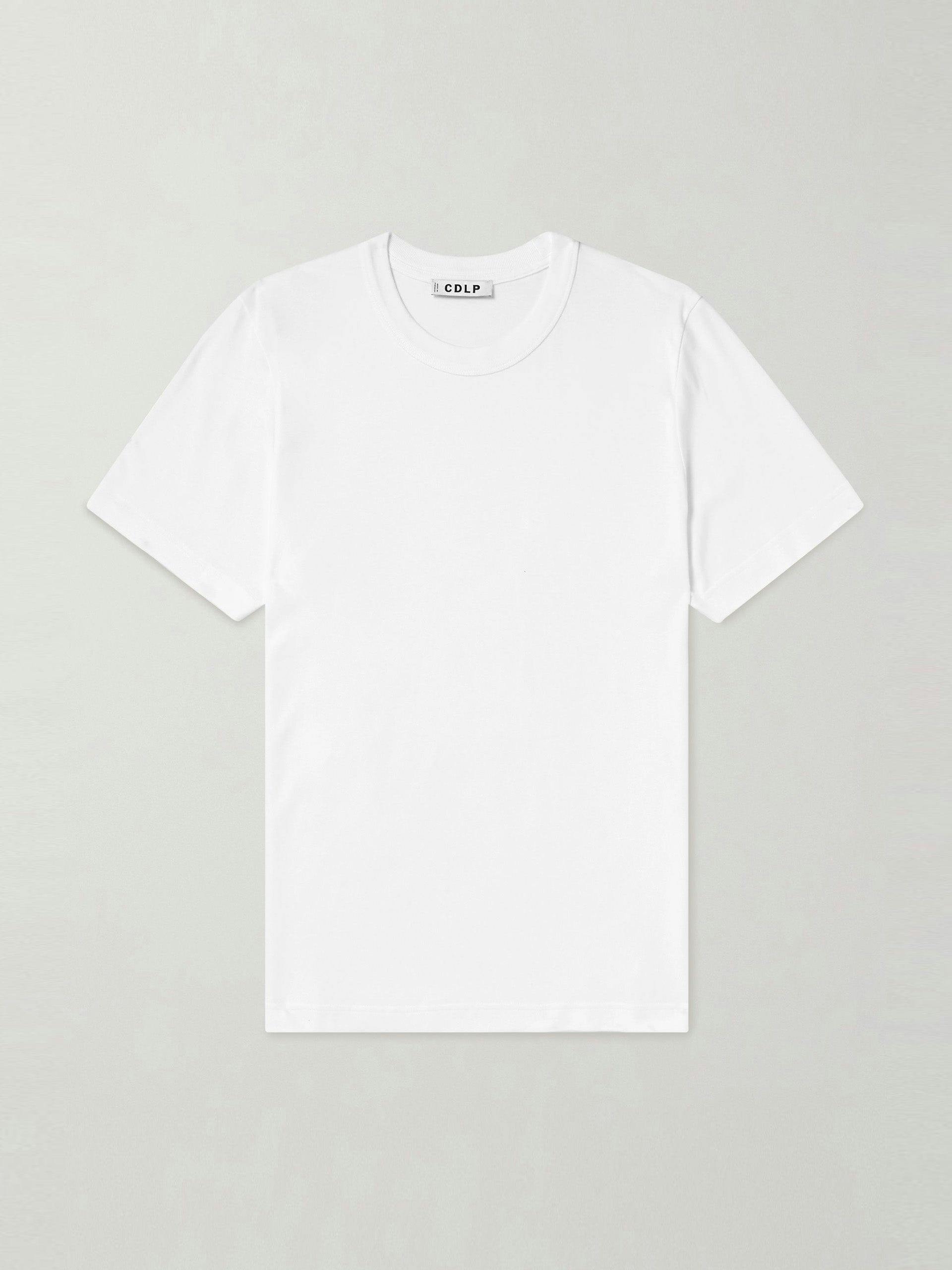 White cotton-blend jersey t-shirt