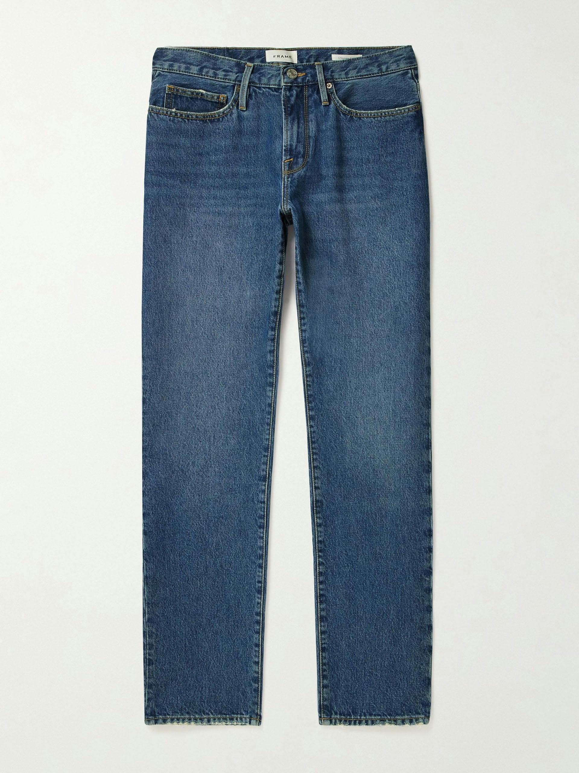 Blue slim-fit straight-leg jeans