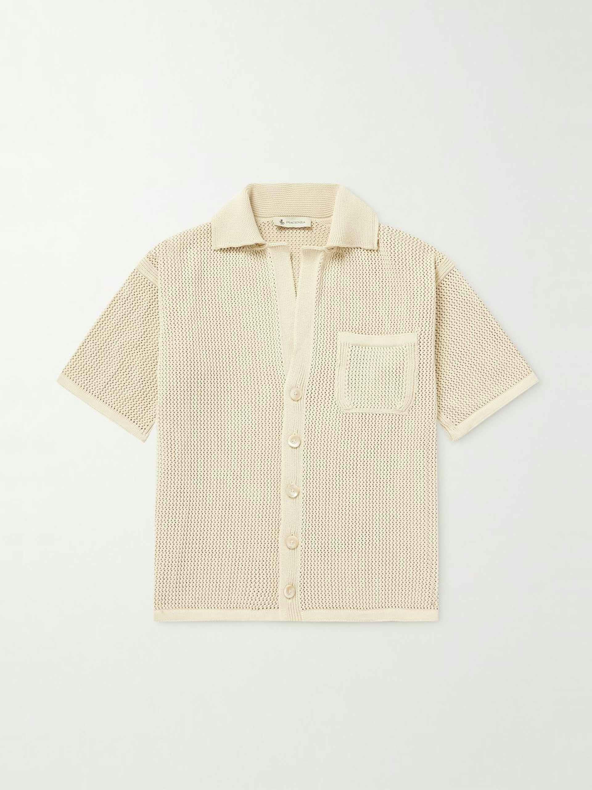 Off-white open-knit cotton shirt