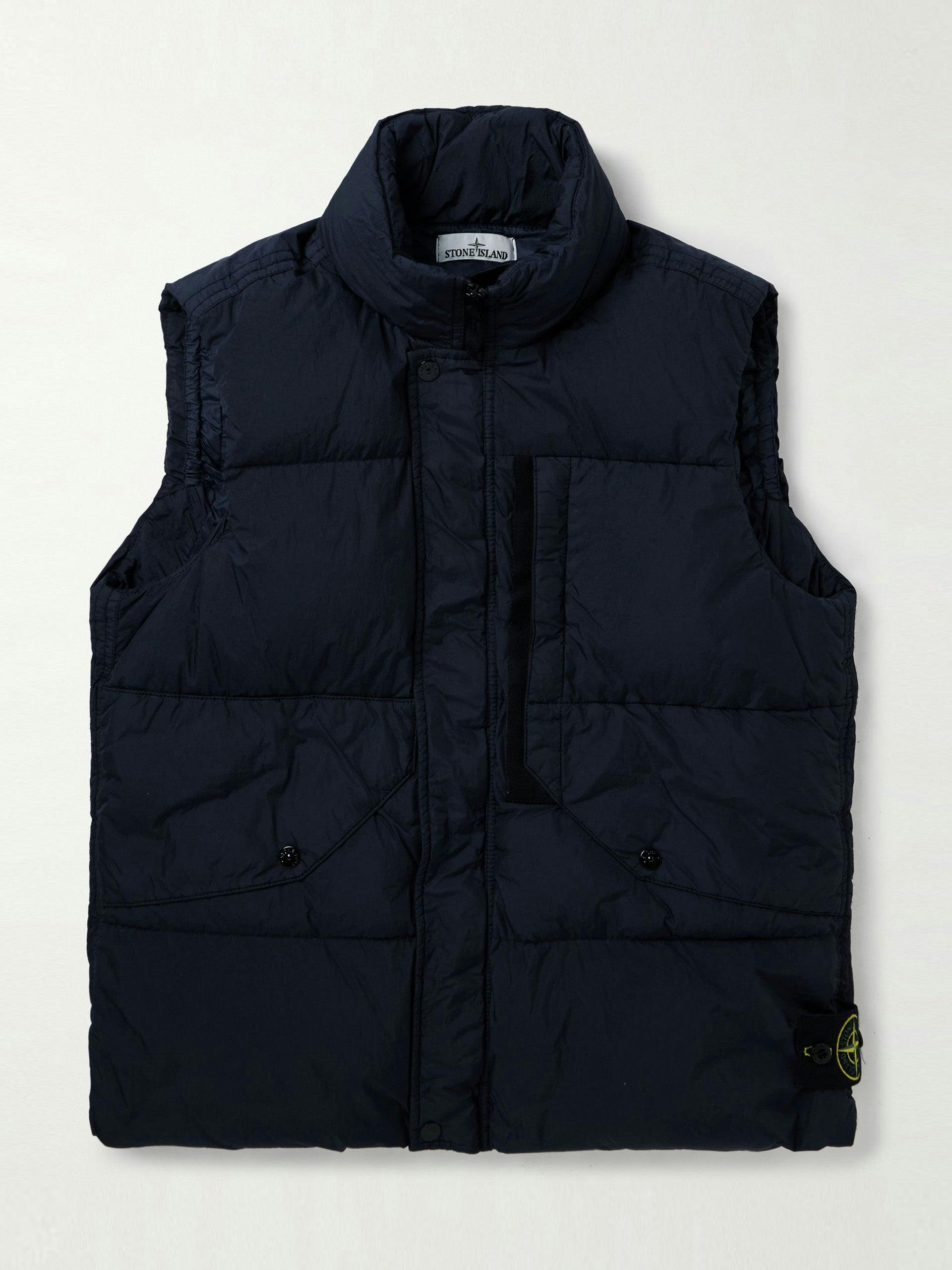 Navy quilted shell-down gilet