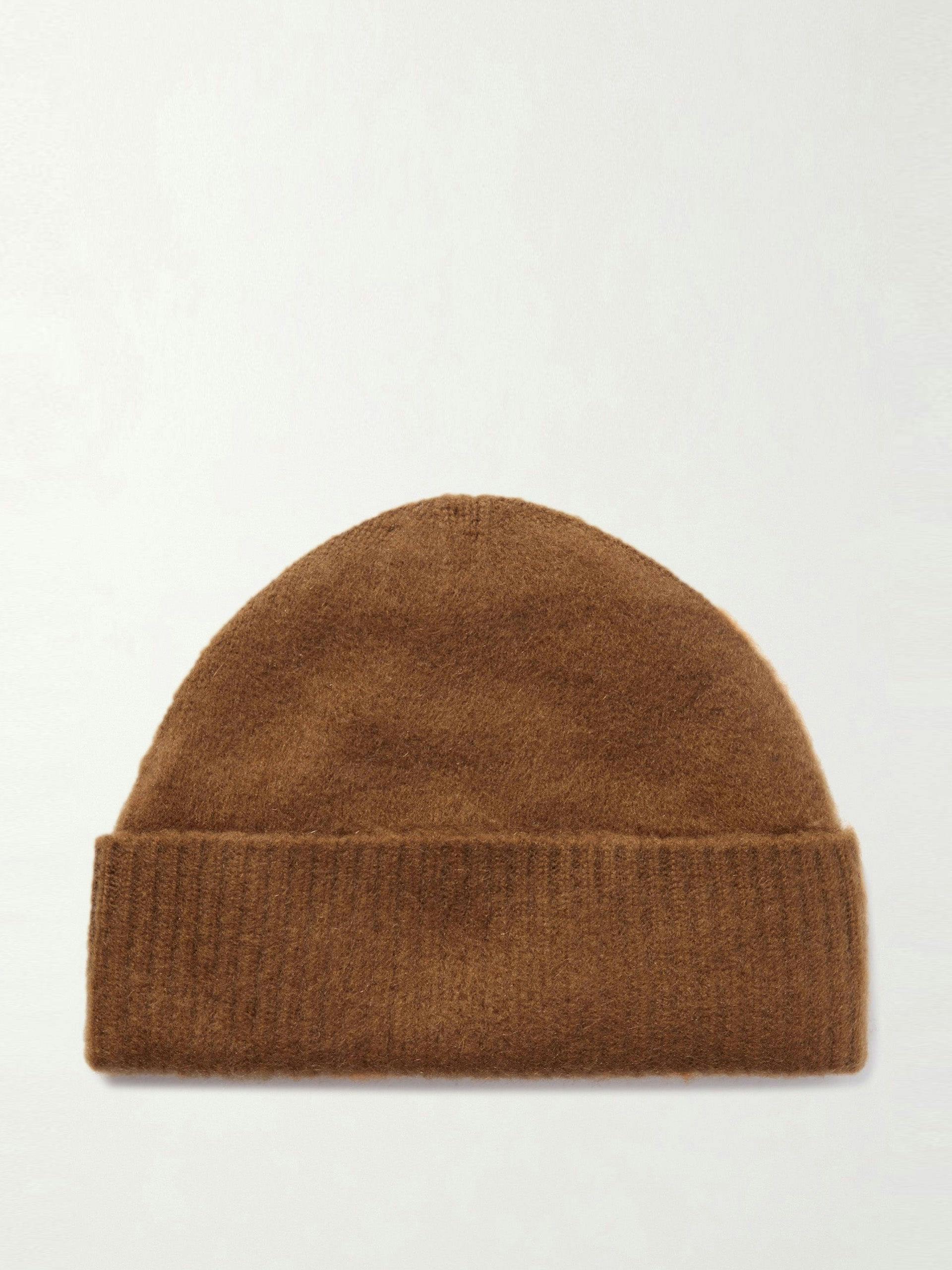 Brown brushed Oasi cashmere beanie