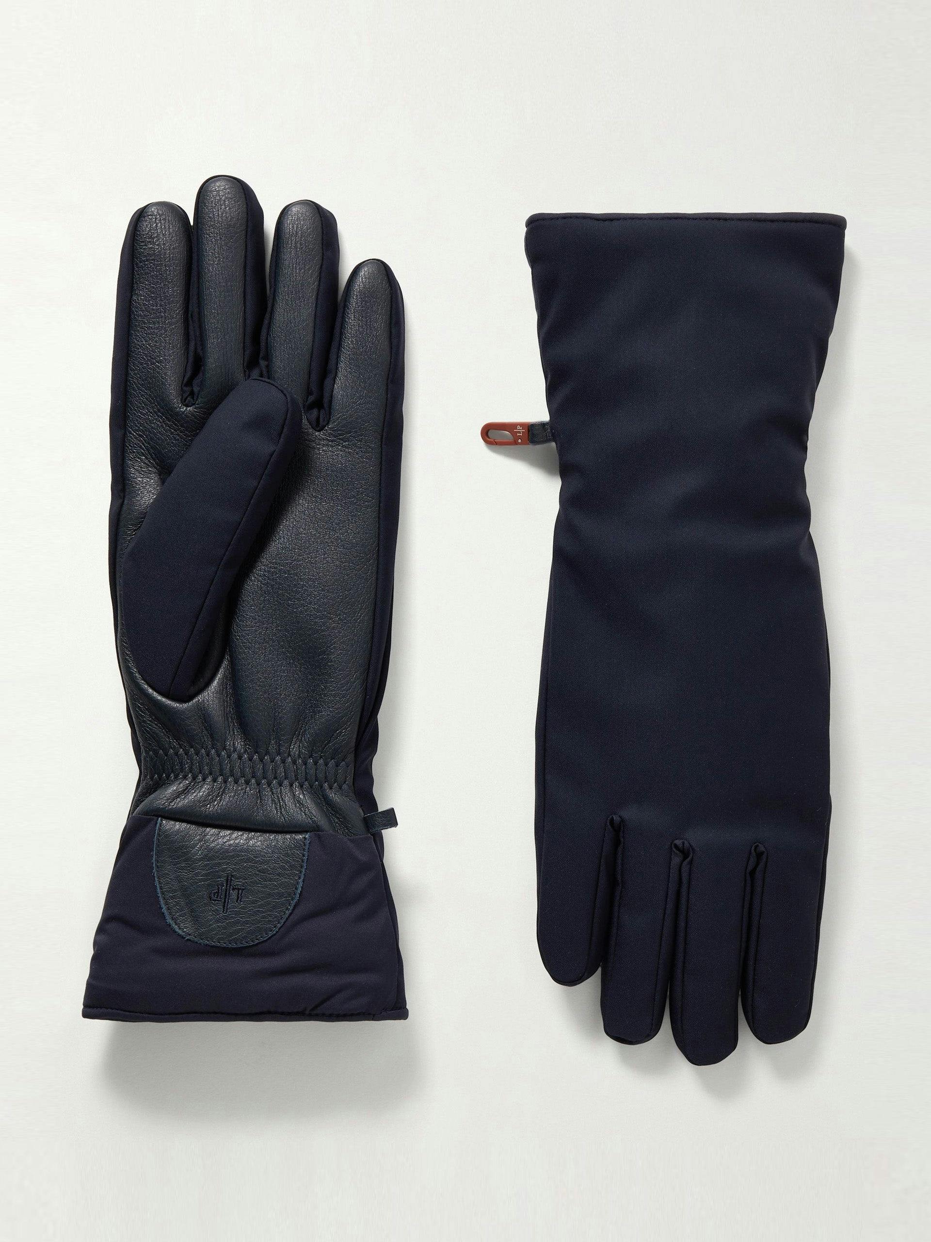 Leather-trimmed ski gloves