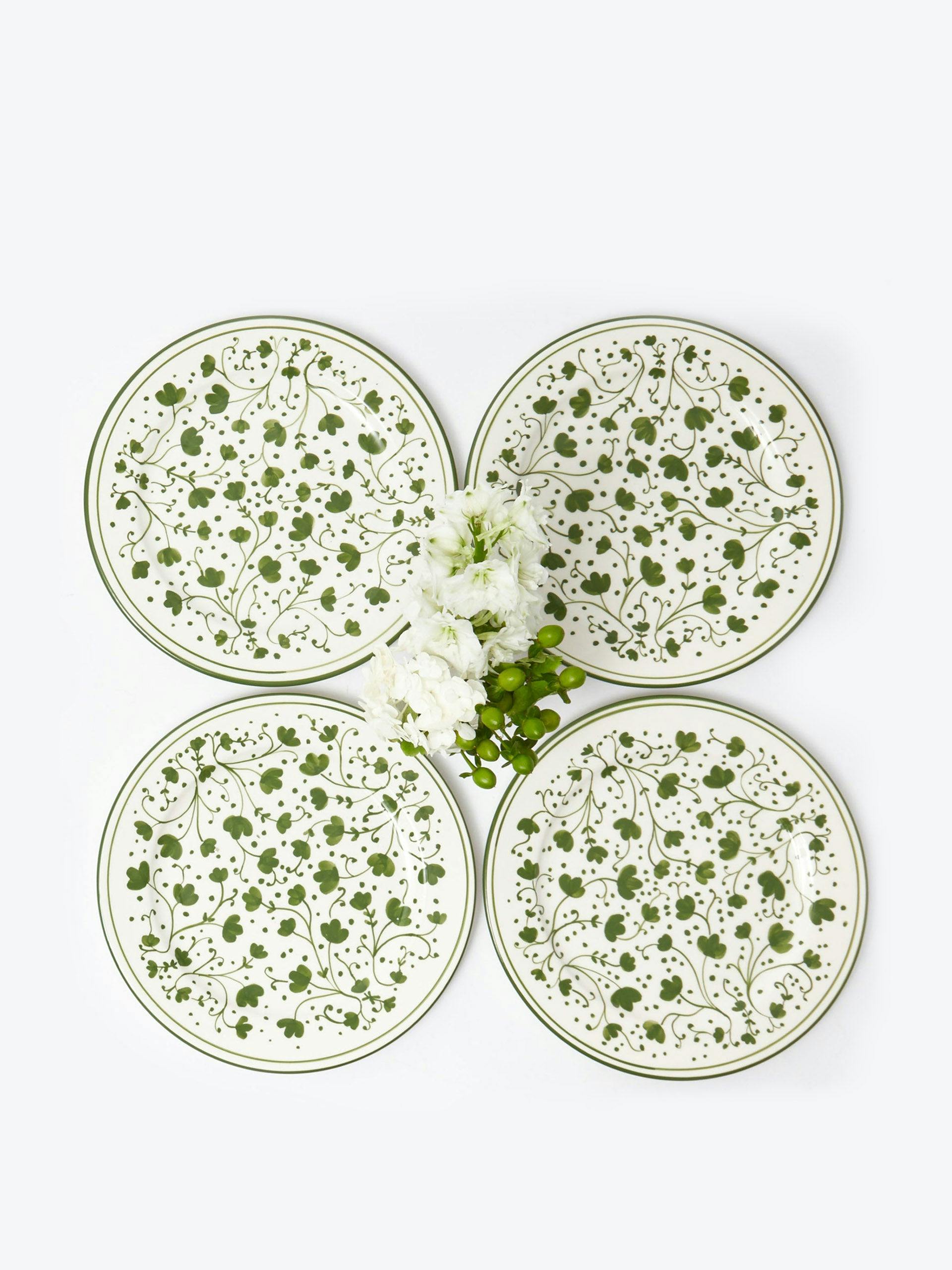 Green clover dinner plates (set of 4)
