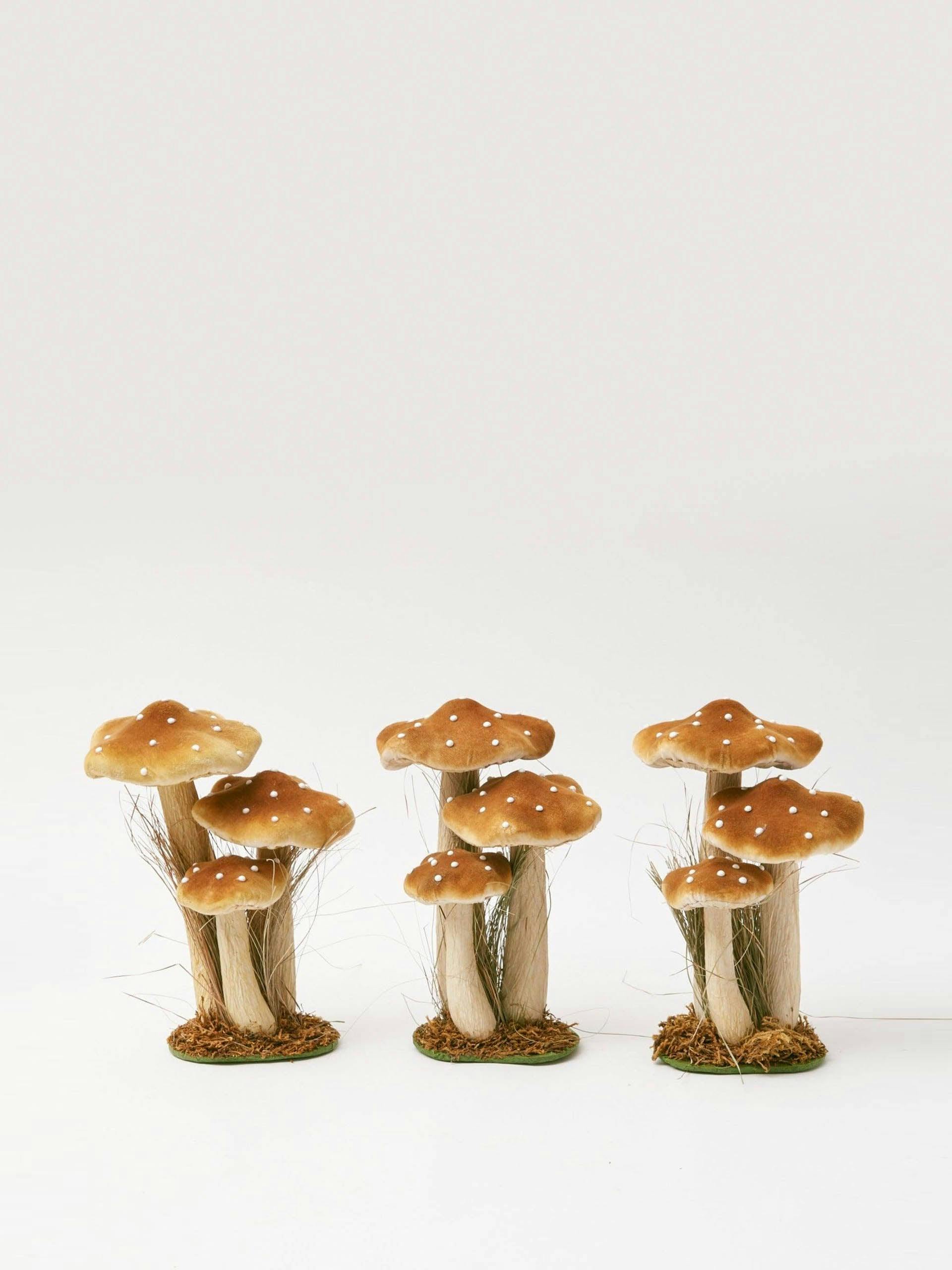 Tall caramel velvet mushrooms (set of 3)