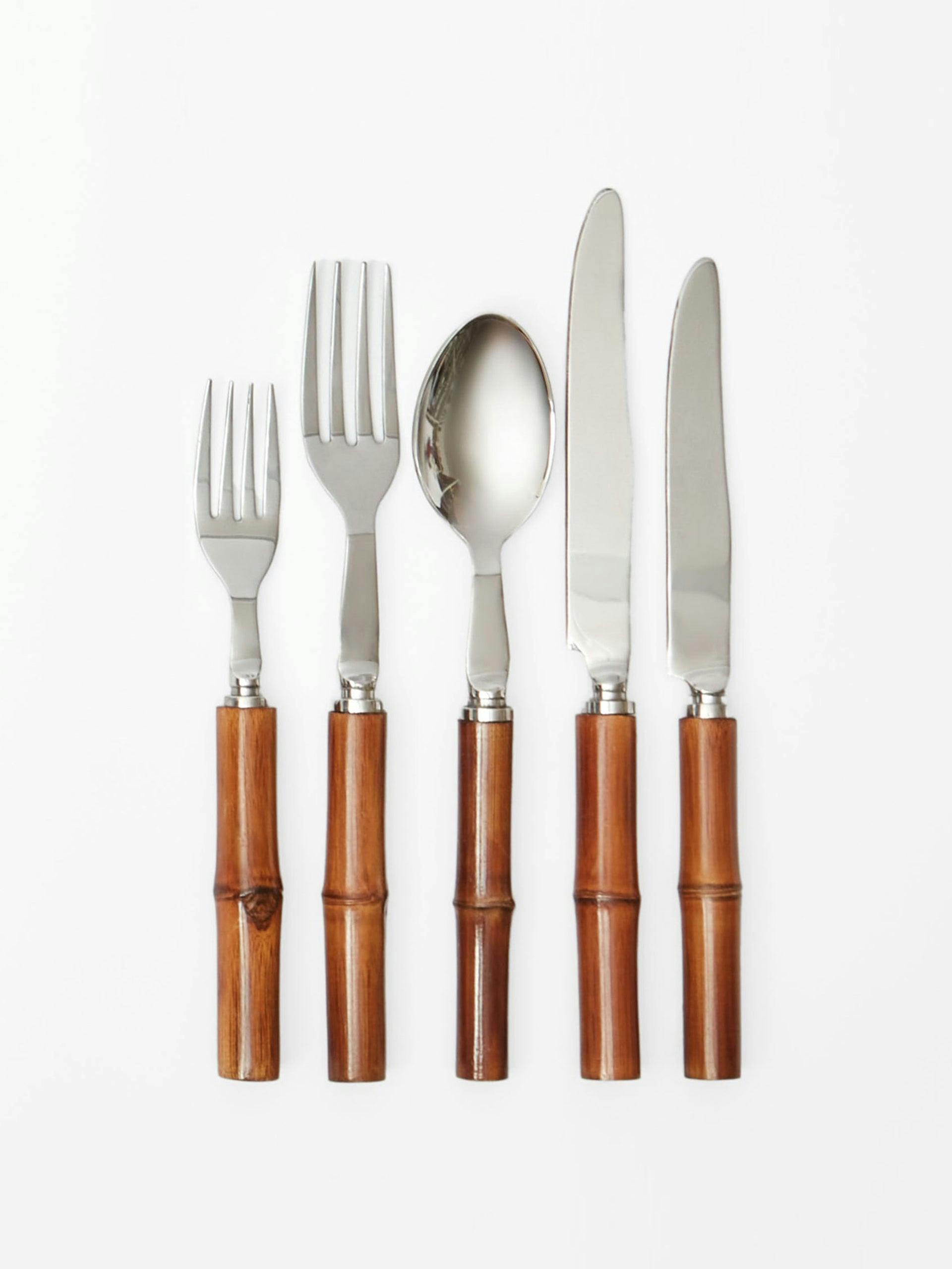 Faux burnt-bamboo cutlery (5-piece set)