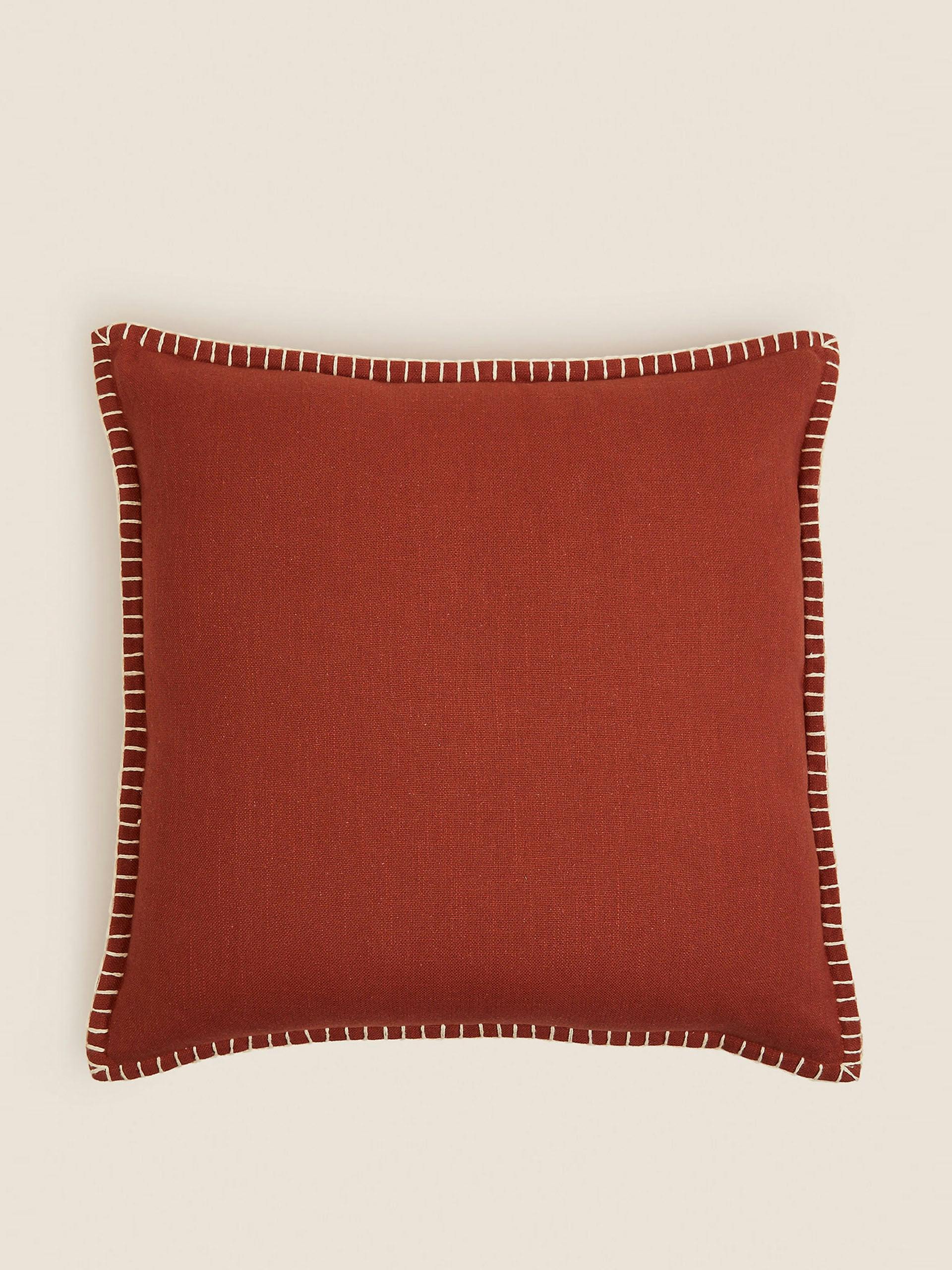 Pure cotton blanket stitched  red cushion