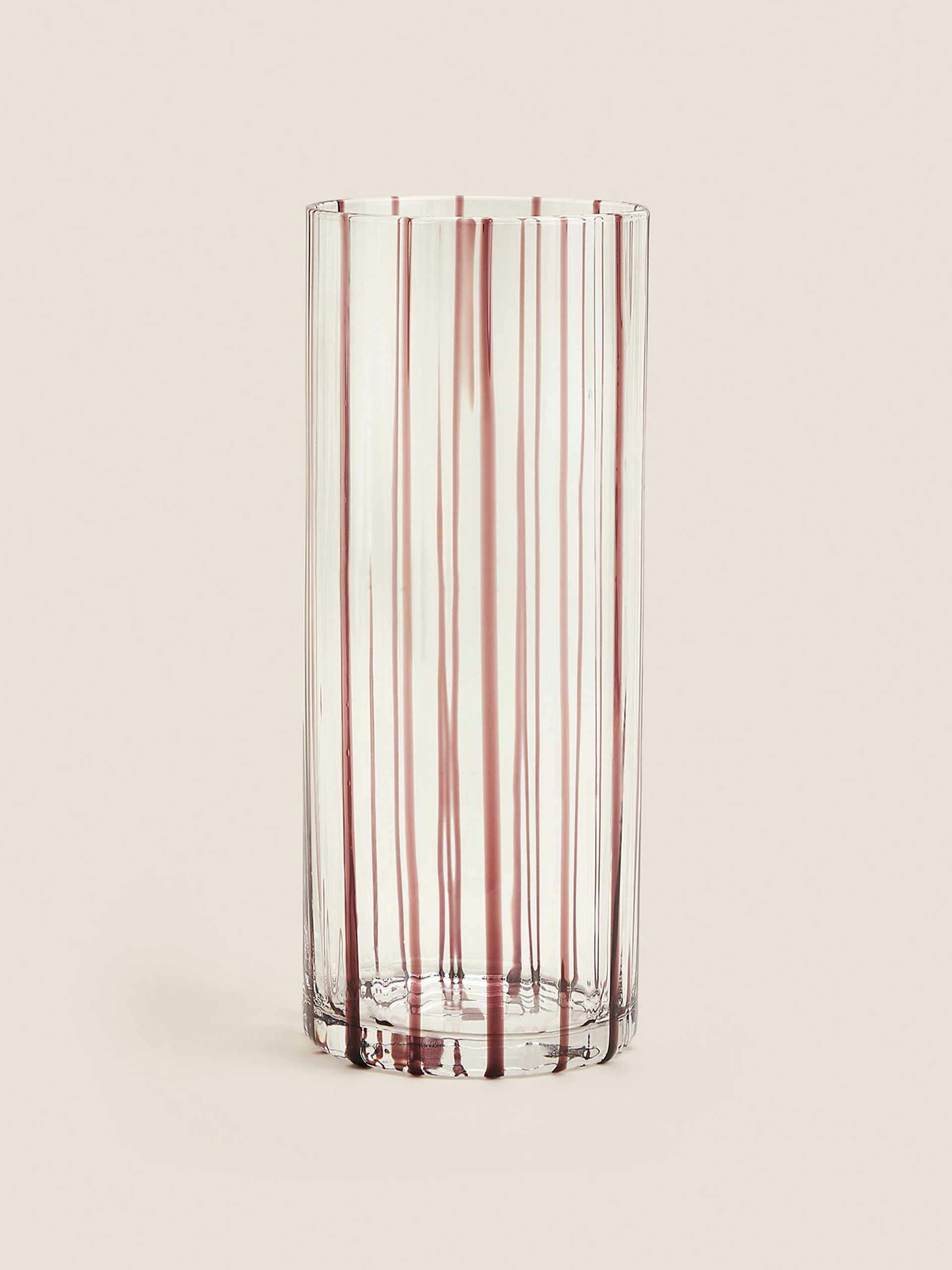 Striped cylinder glass vase