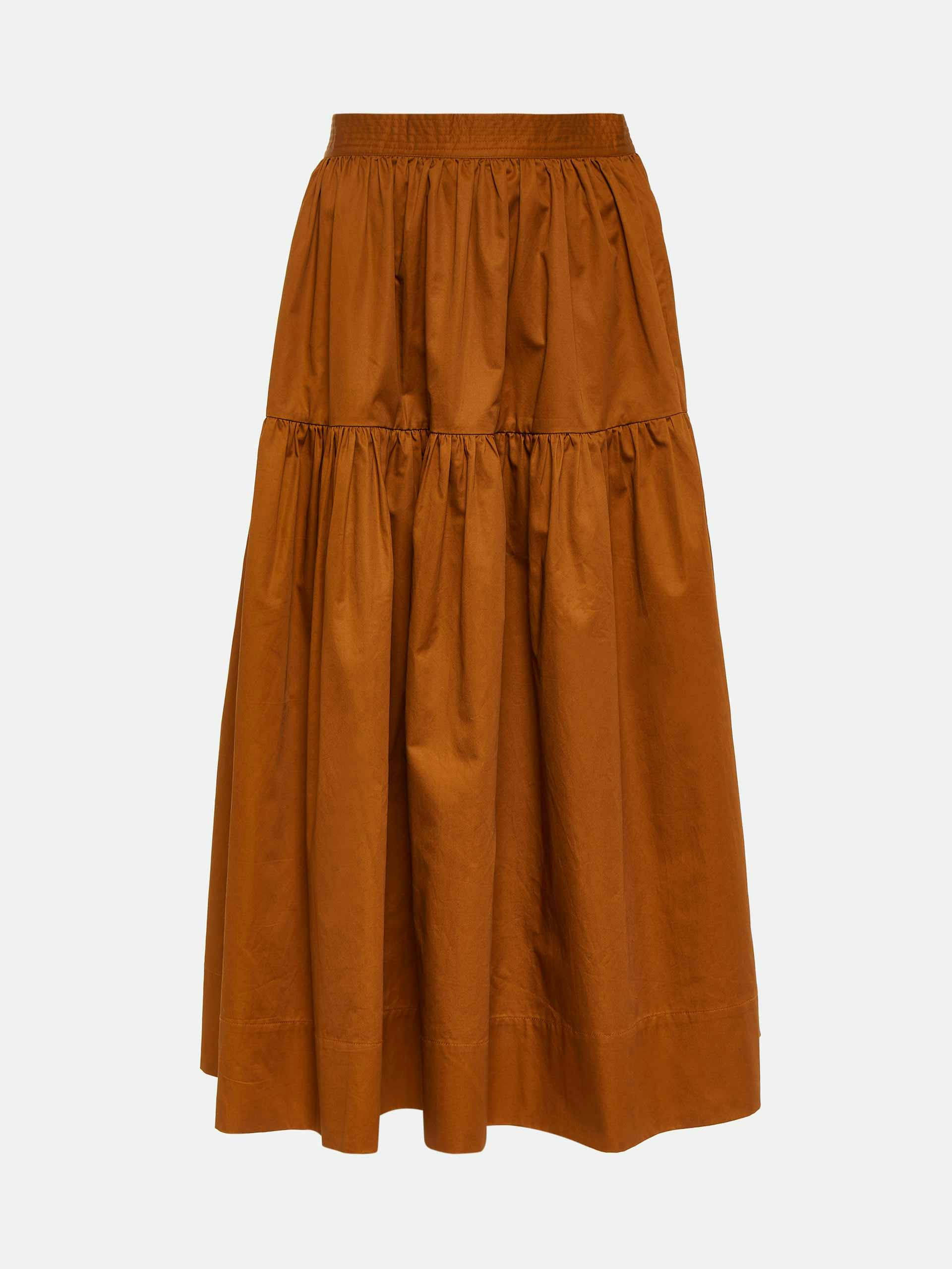 Pleated cotton maxi skirt