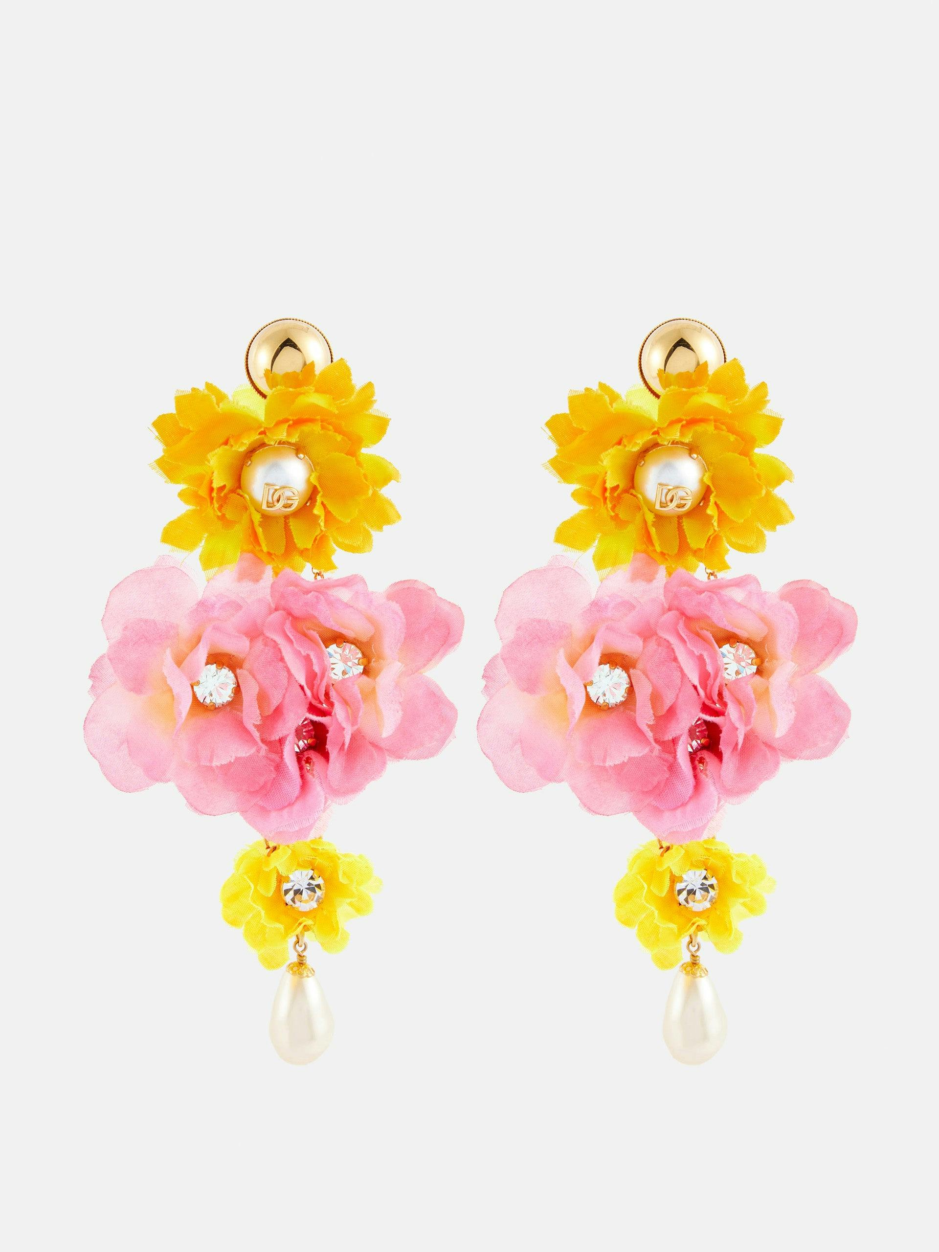 Floral embellished clip-on earrings