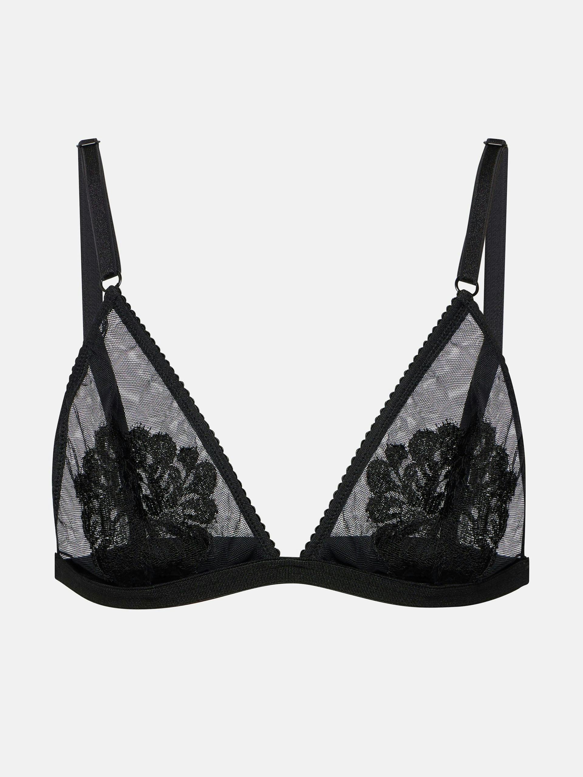 Lace-trimmed mesh bra top