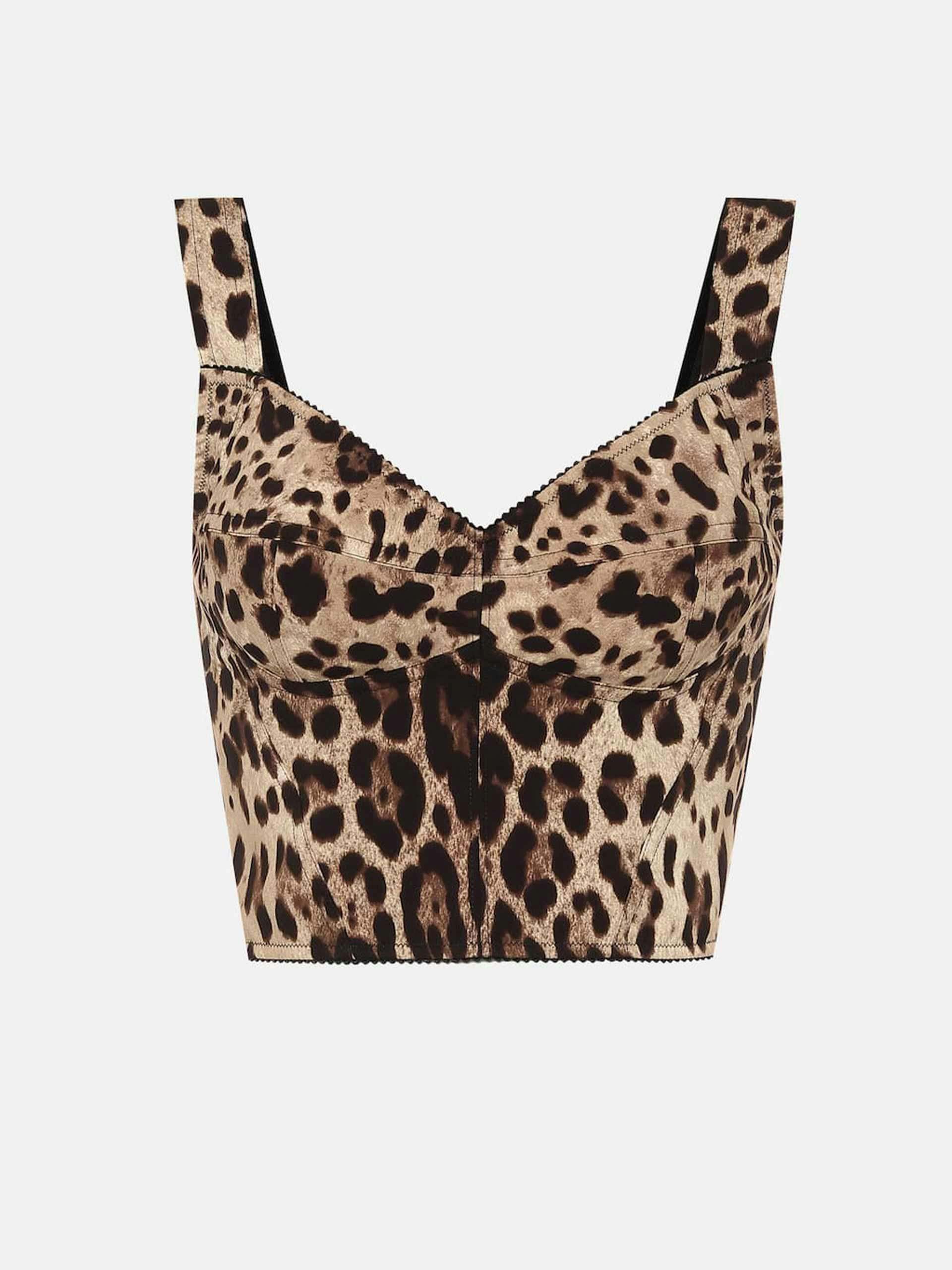 Leopard print silk bustier