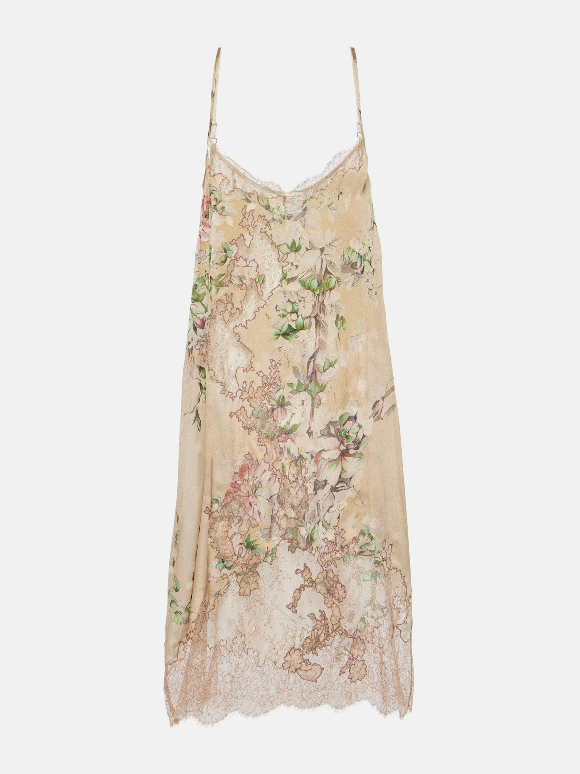Denta floral silk stain slip dress