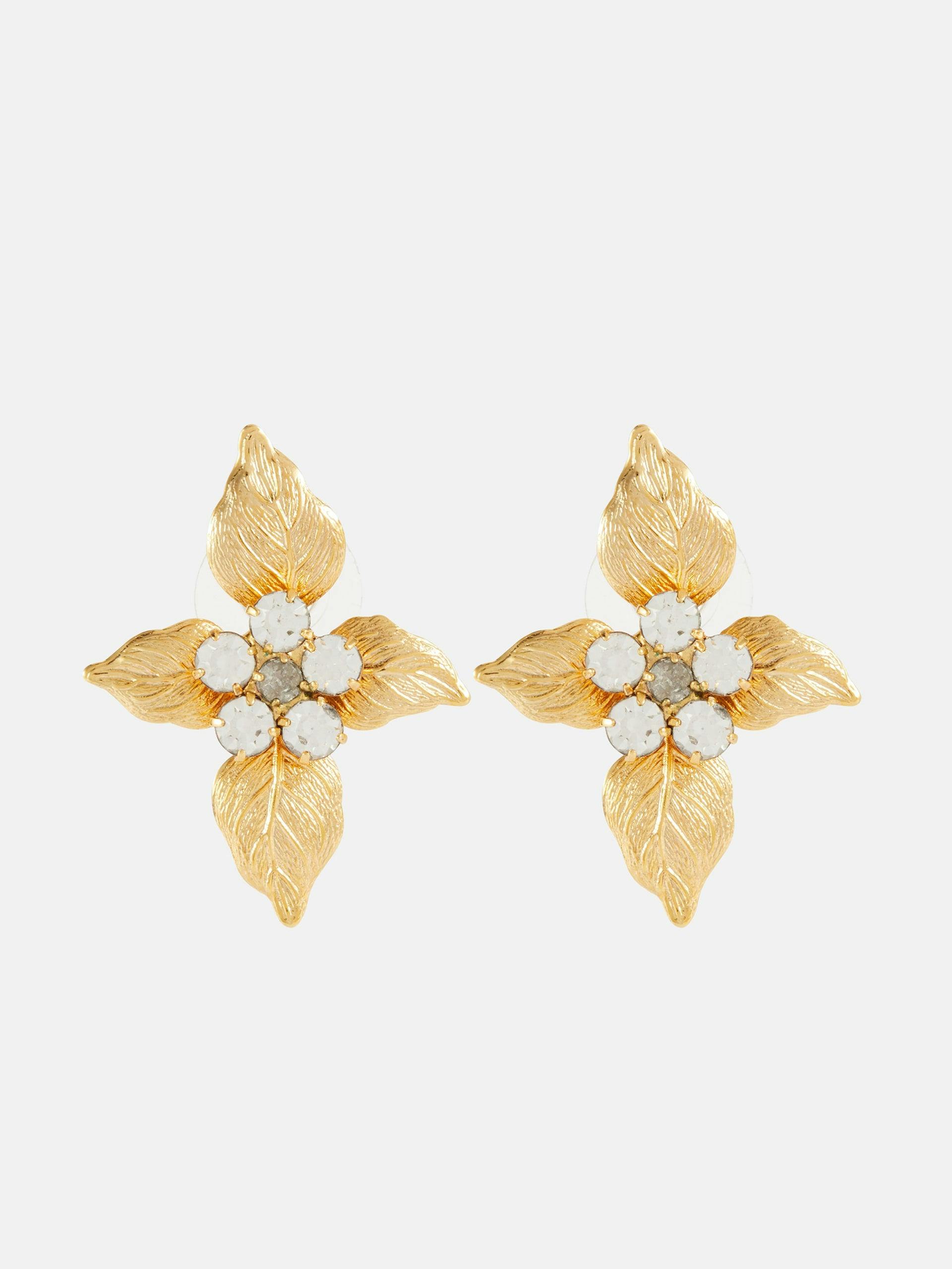 Gold embellished flower earrings