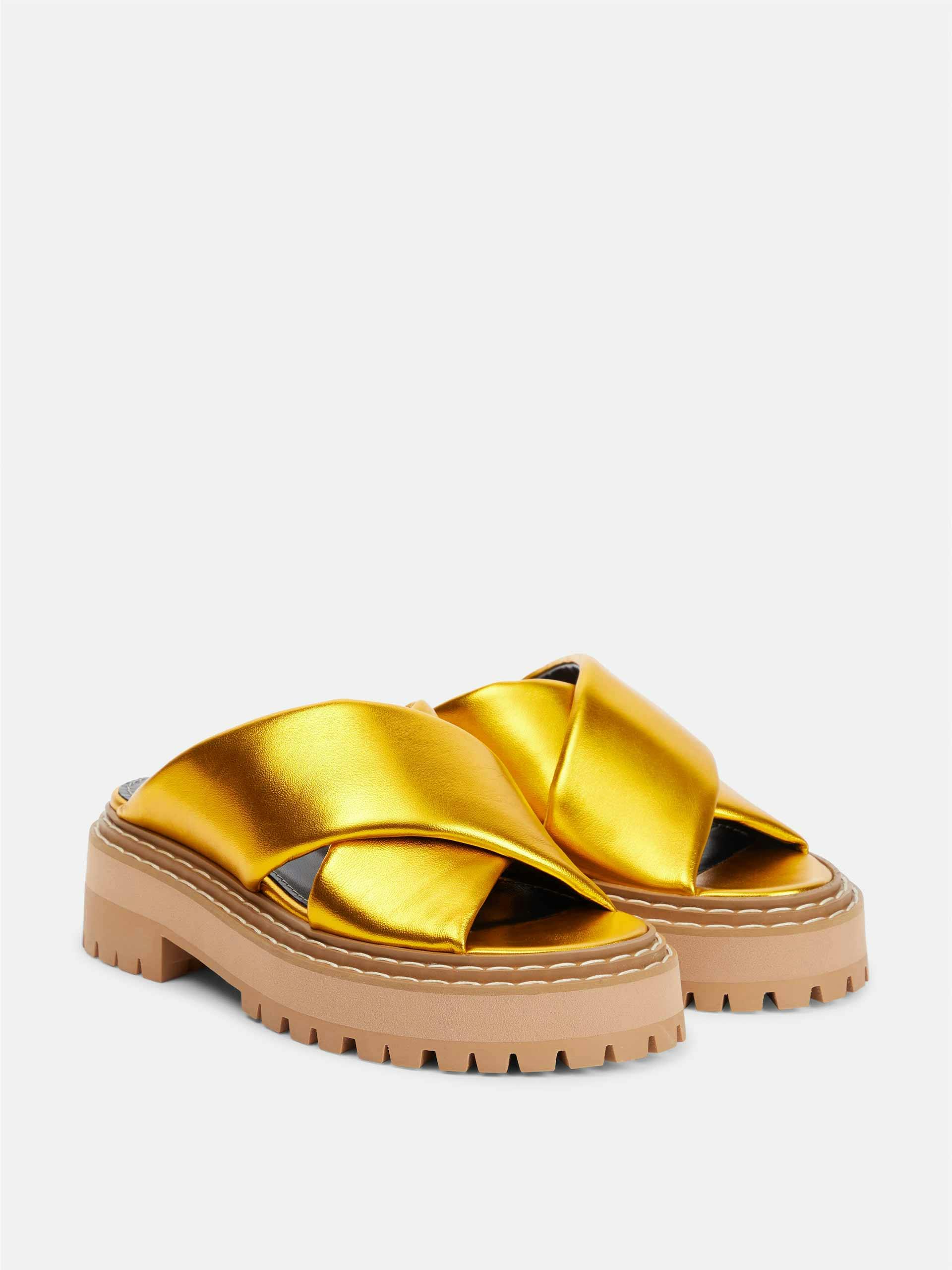 Gold leather sandals