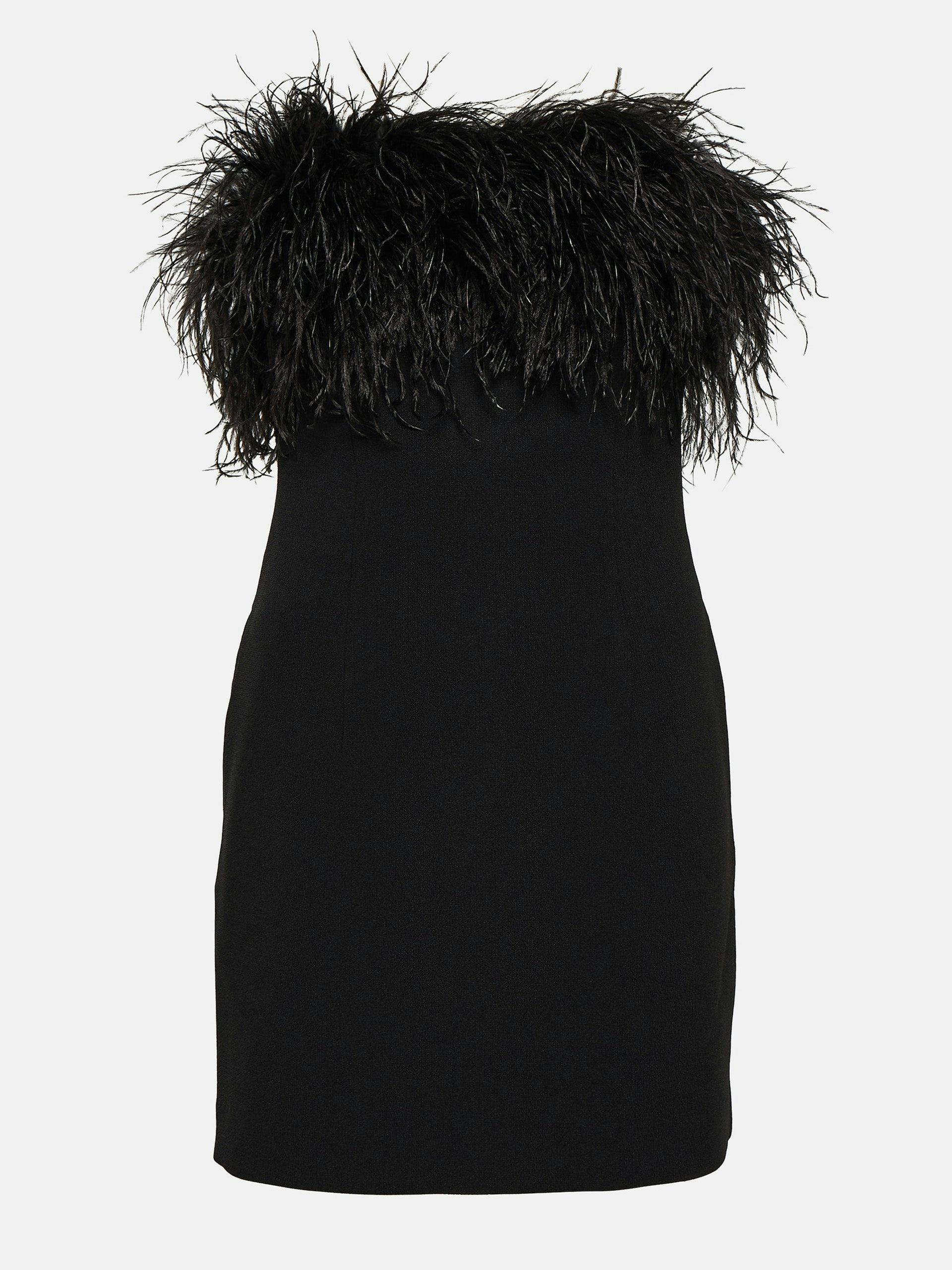 After Hours feather-trimmed mini dress