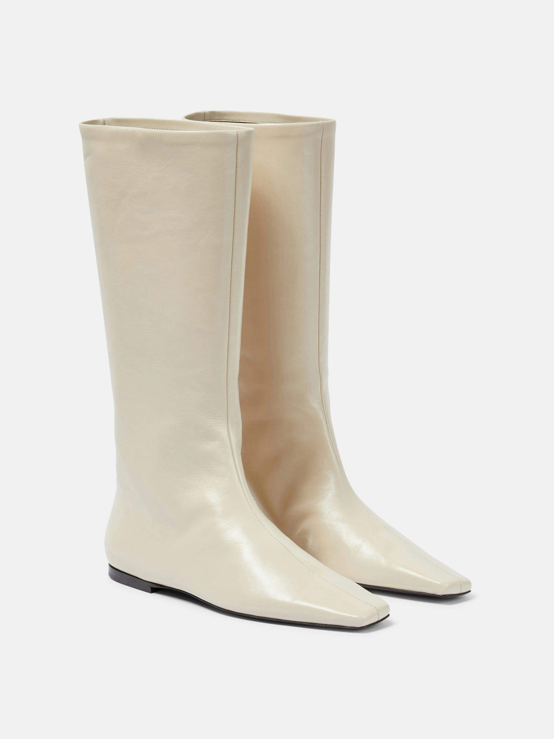 White leather boots