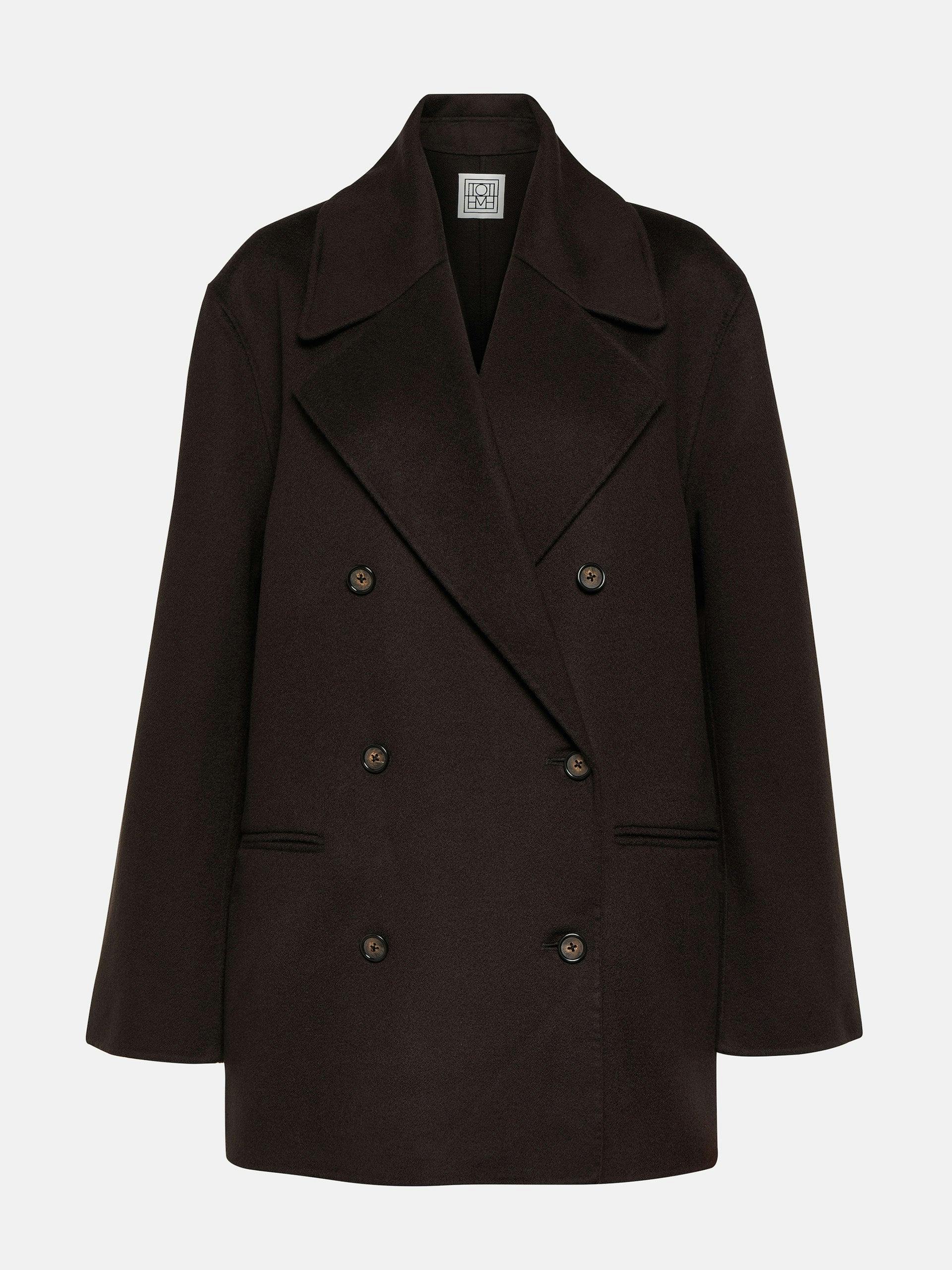 Double-breasted wool peacoat