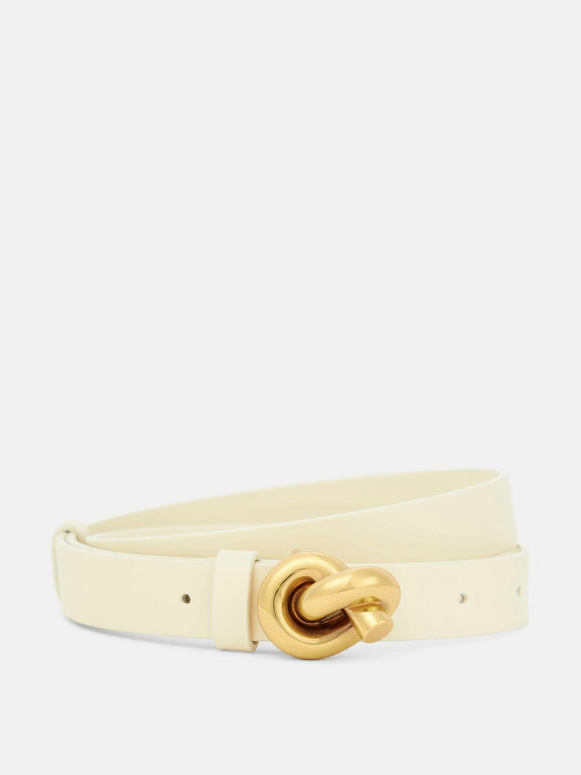 White knot leather belt