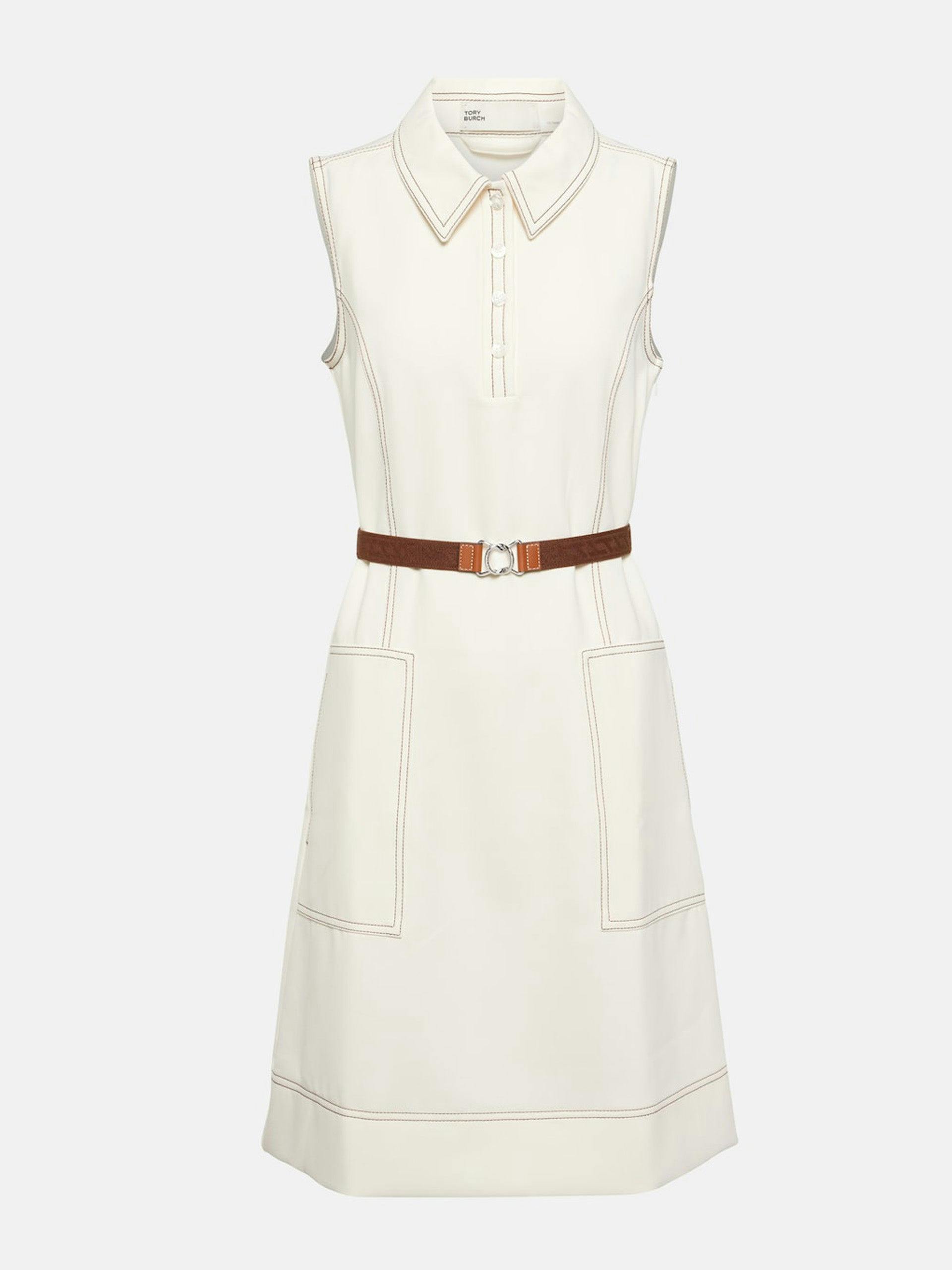 Belted sleeveless polo dress