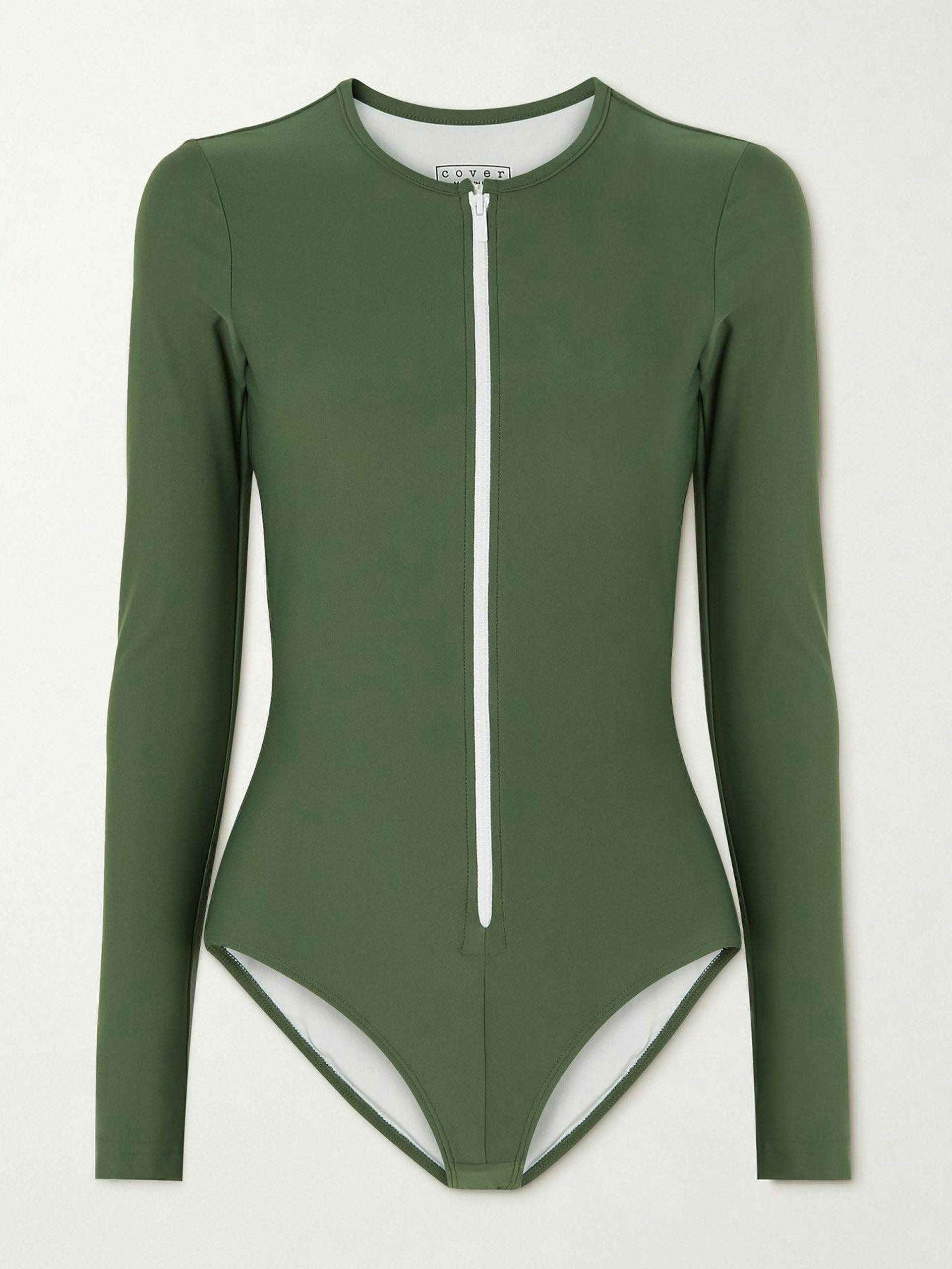 Green UPF 50+ stretch recycled swimsuit
