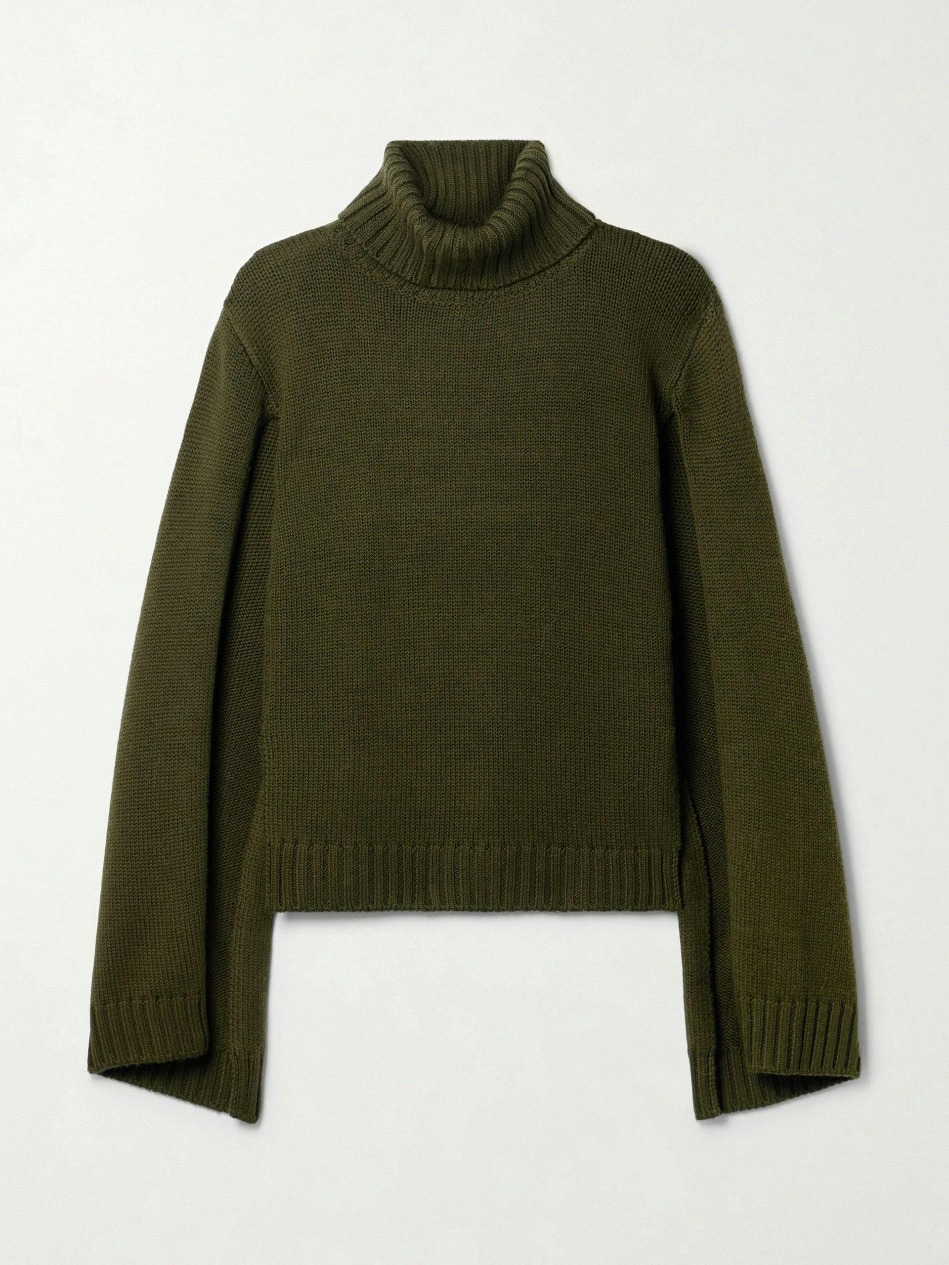 Cutout merino wool-blend turtleneck sweater