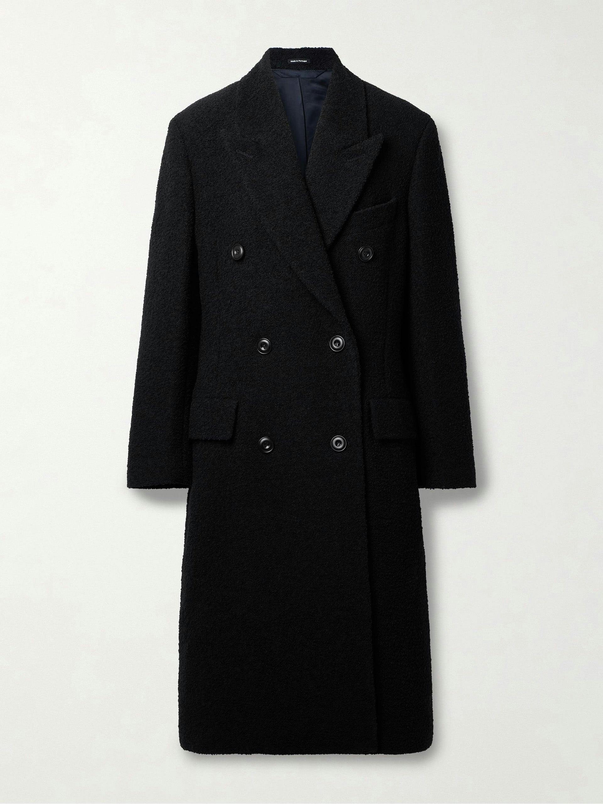 Double-breasted wool-blend bouclé coat