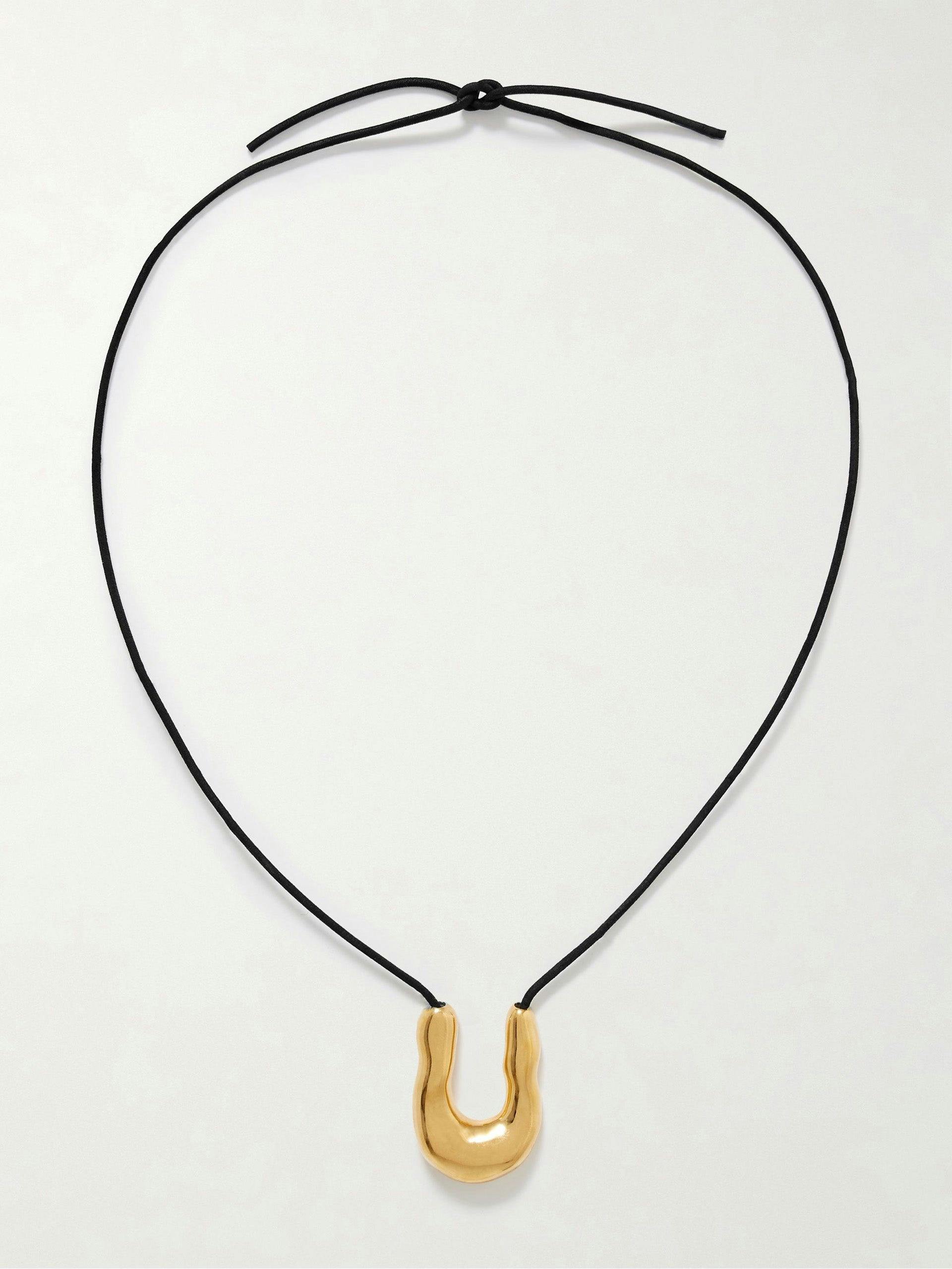 Wishbone gold vermeil cord necklace