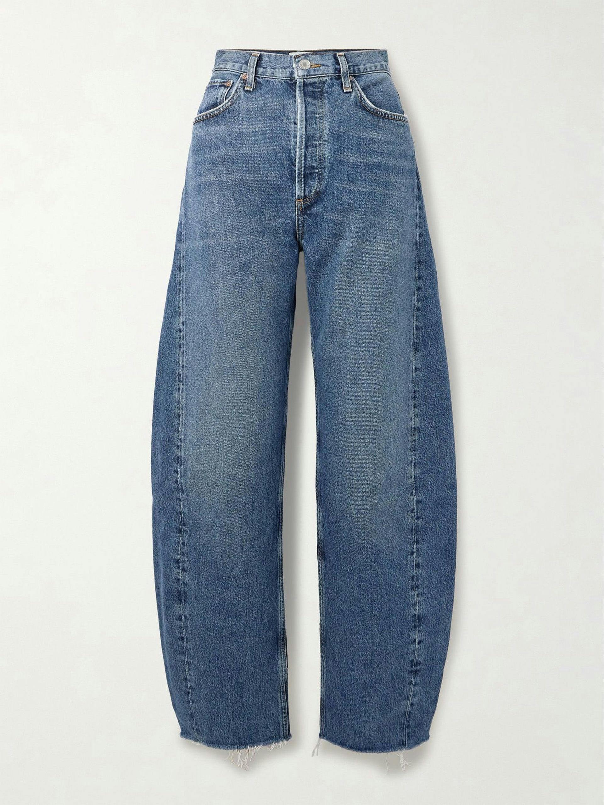 Luna cropped high-rise tapered organic jeans