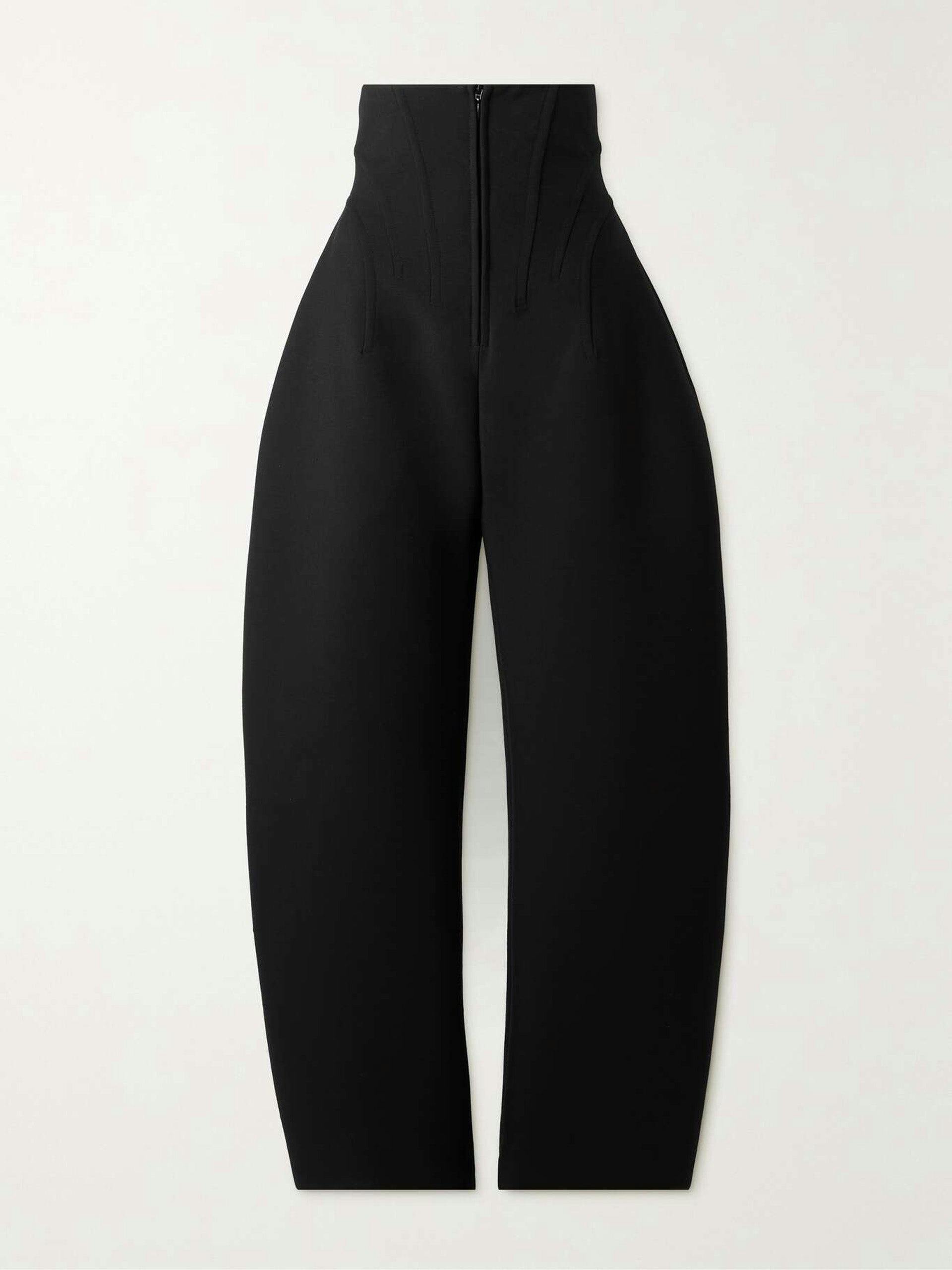 Stretch-wool tapered pants