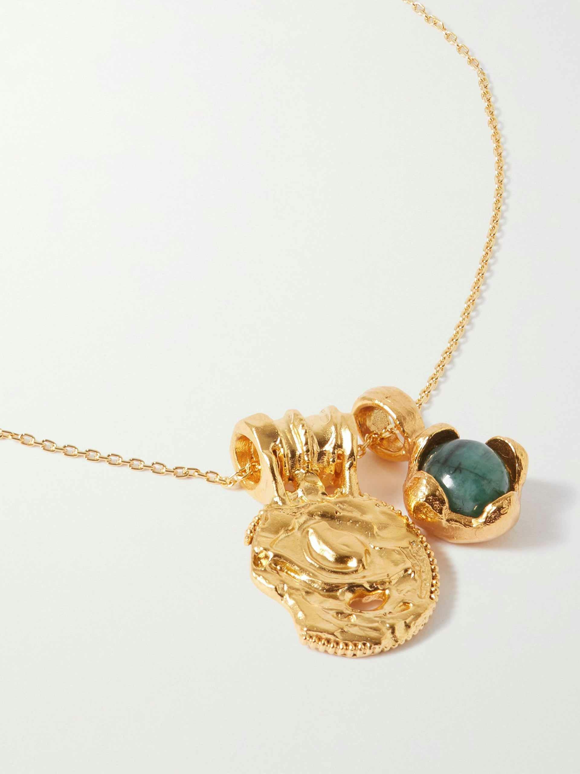 The Gaze Of The Moon gold-plated emerald necklace