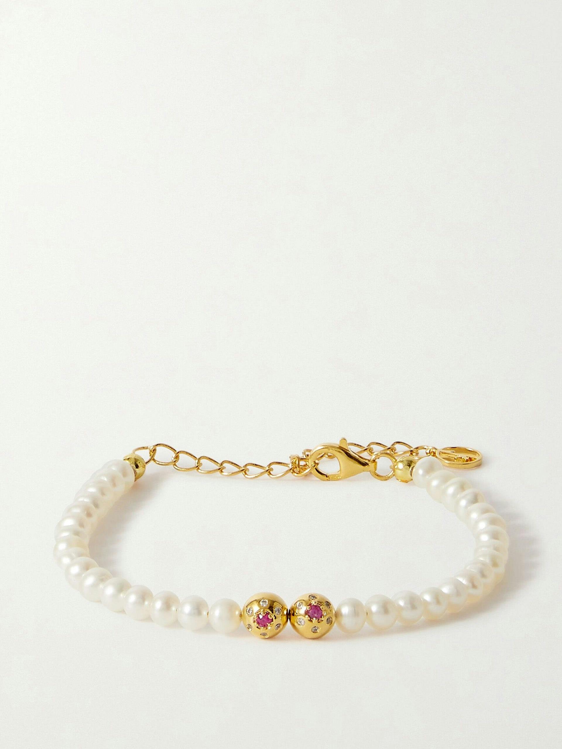 Titillate gold-plated, pearl and crystal bracelet