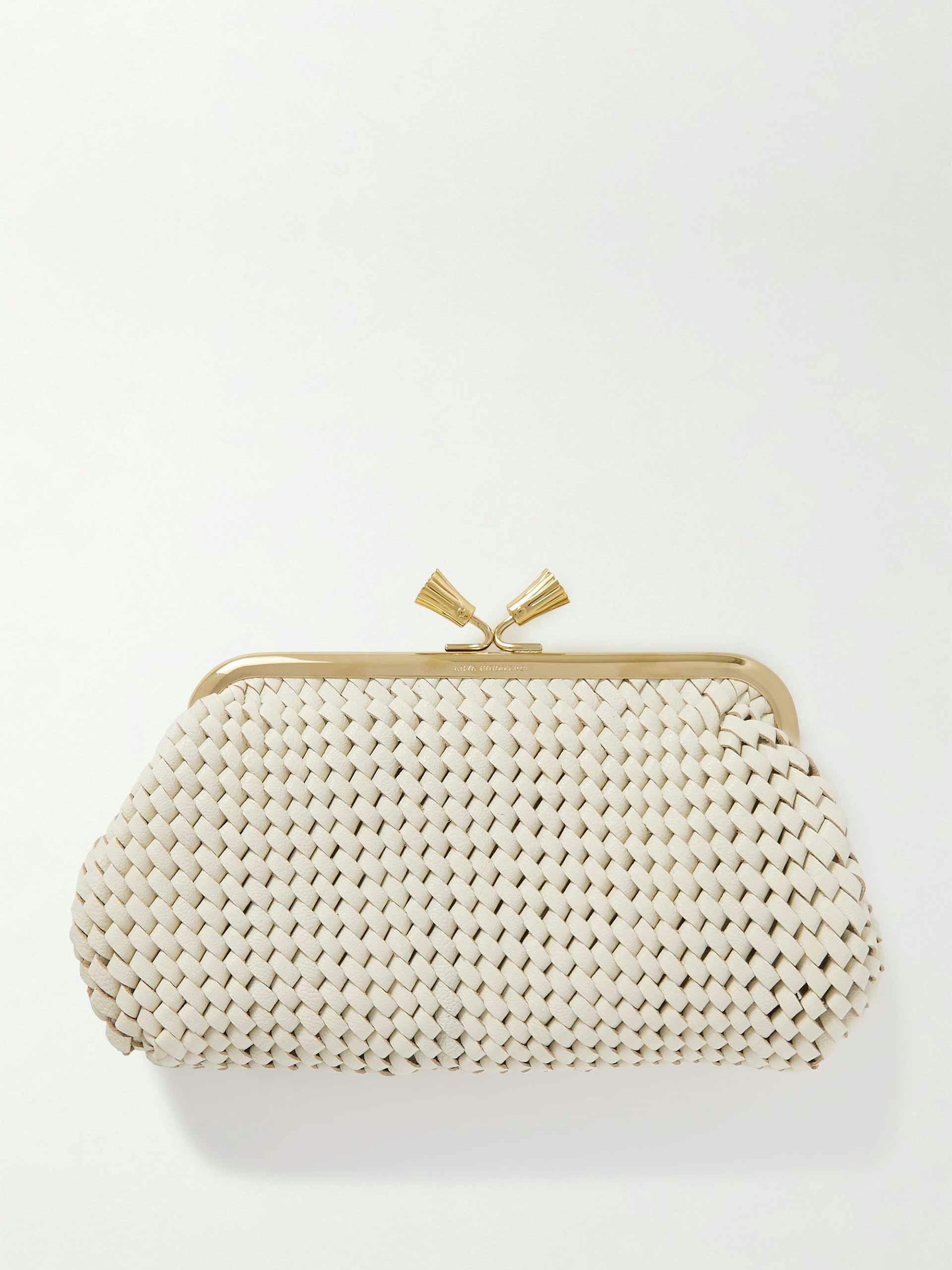 Maud woven leather clutch