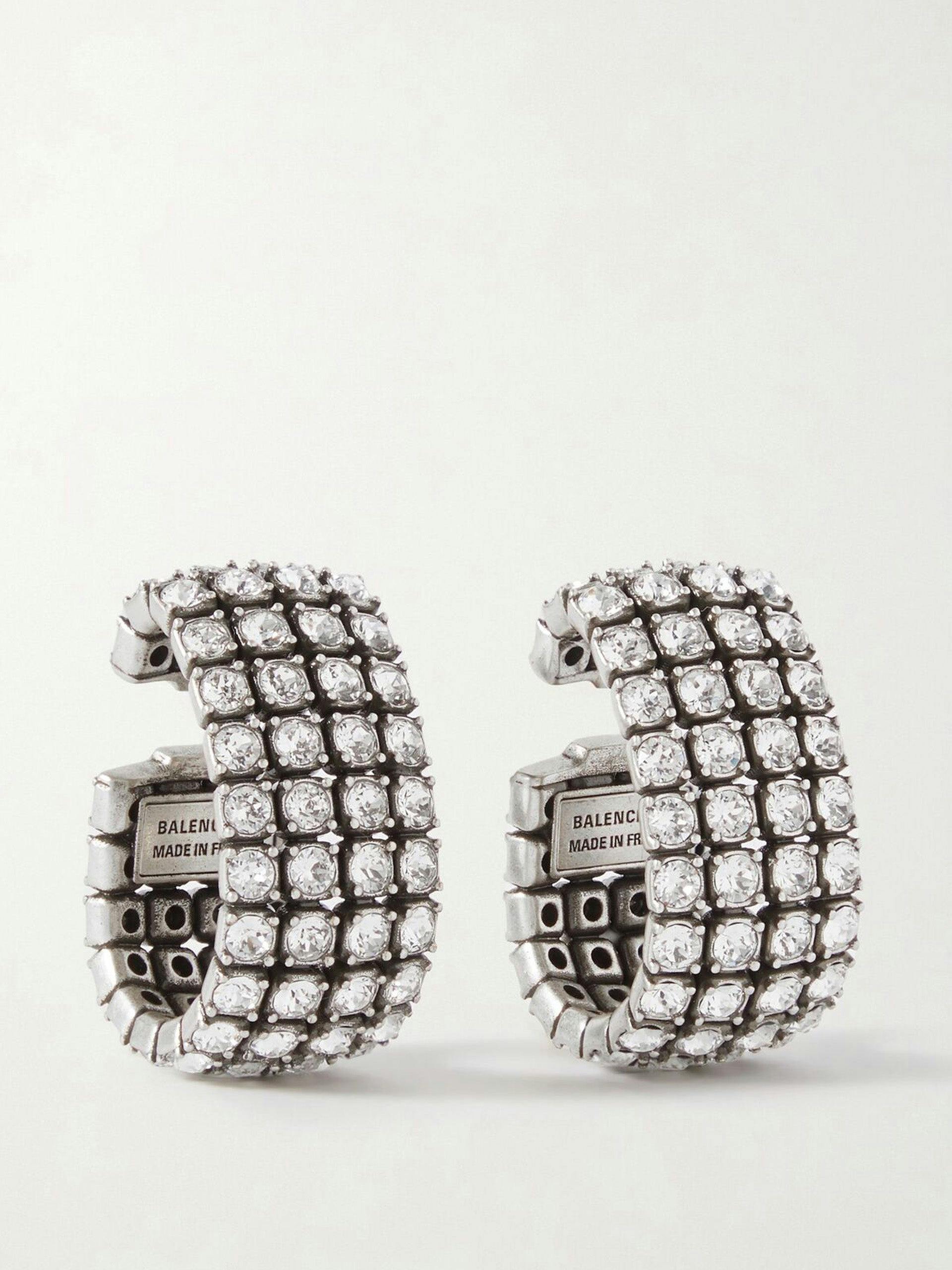 Glam silver-tone crystal ear cuffs