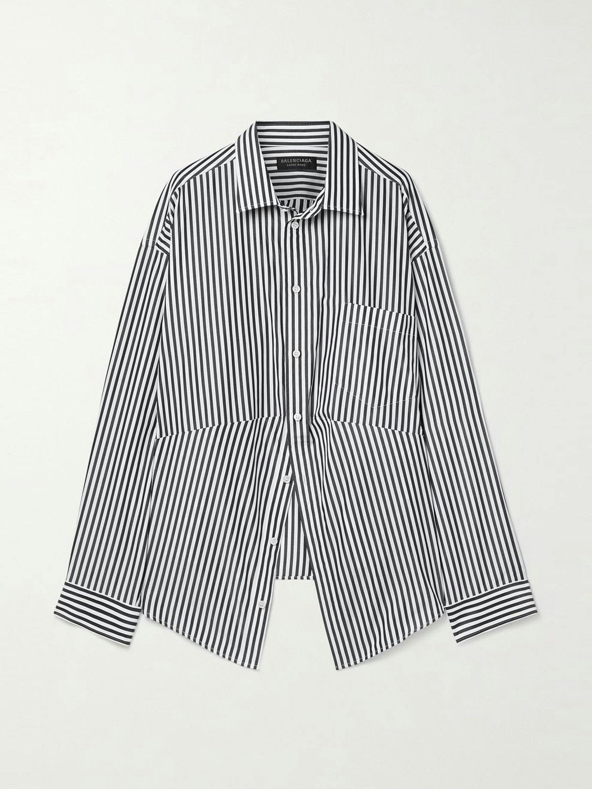 Swing oversized striped cotton-blend poplin shirt