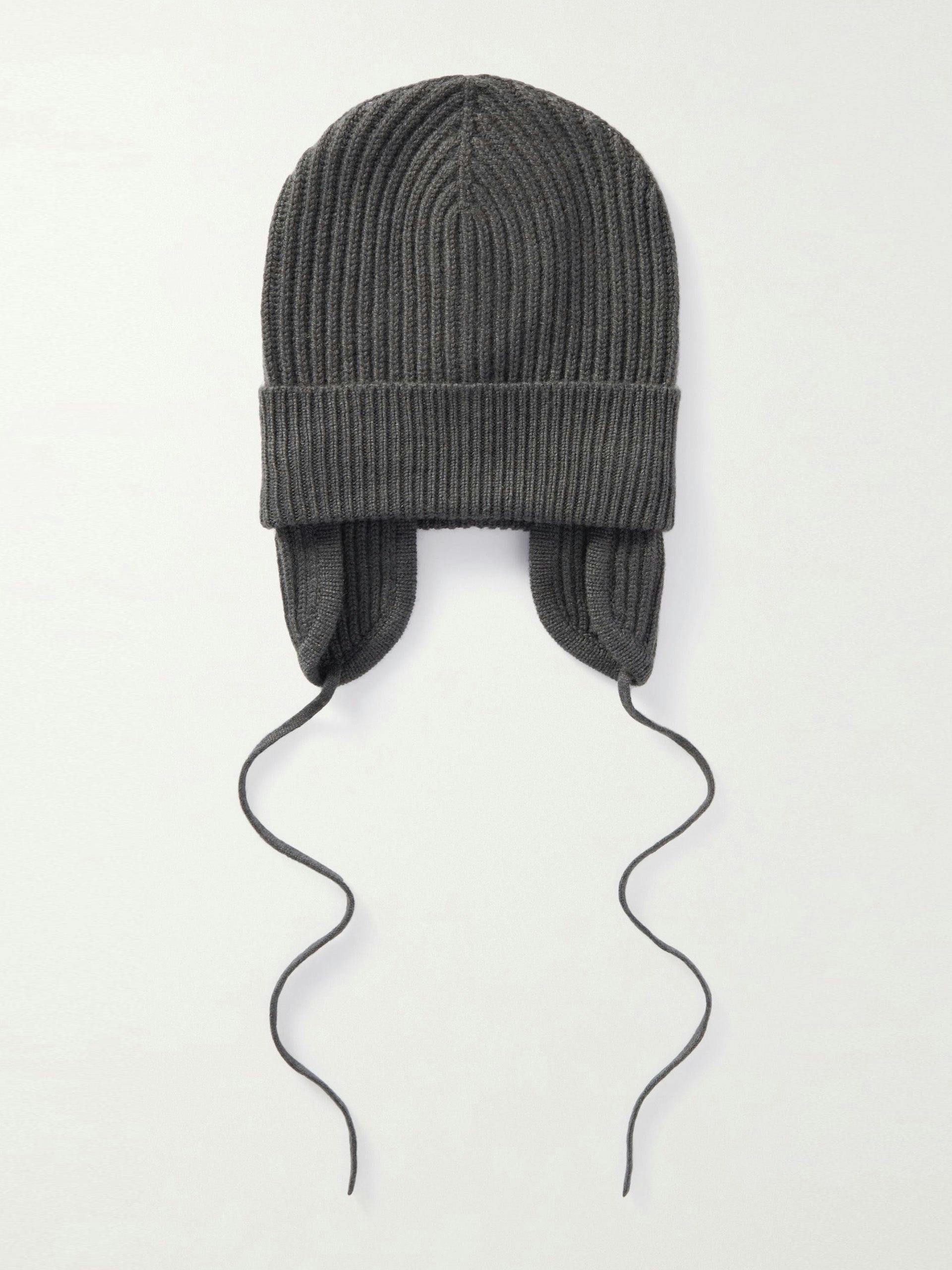 Ribbed cashmere grey hat