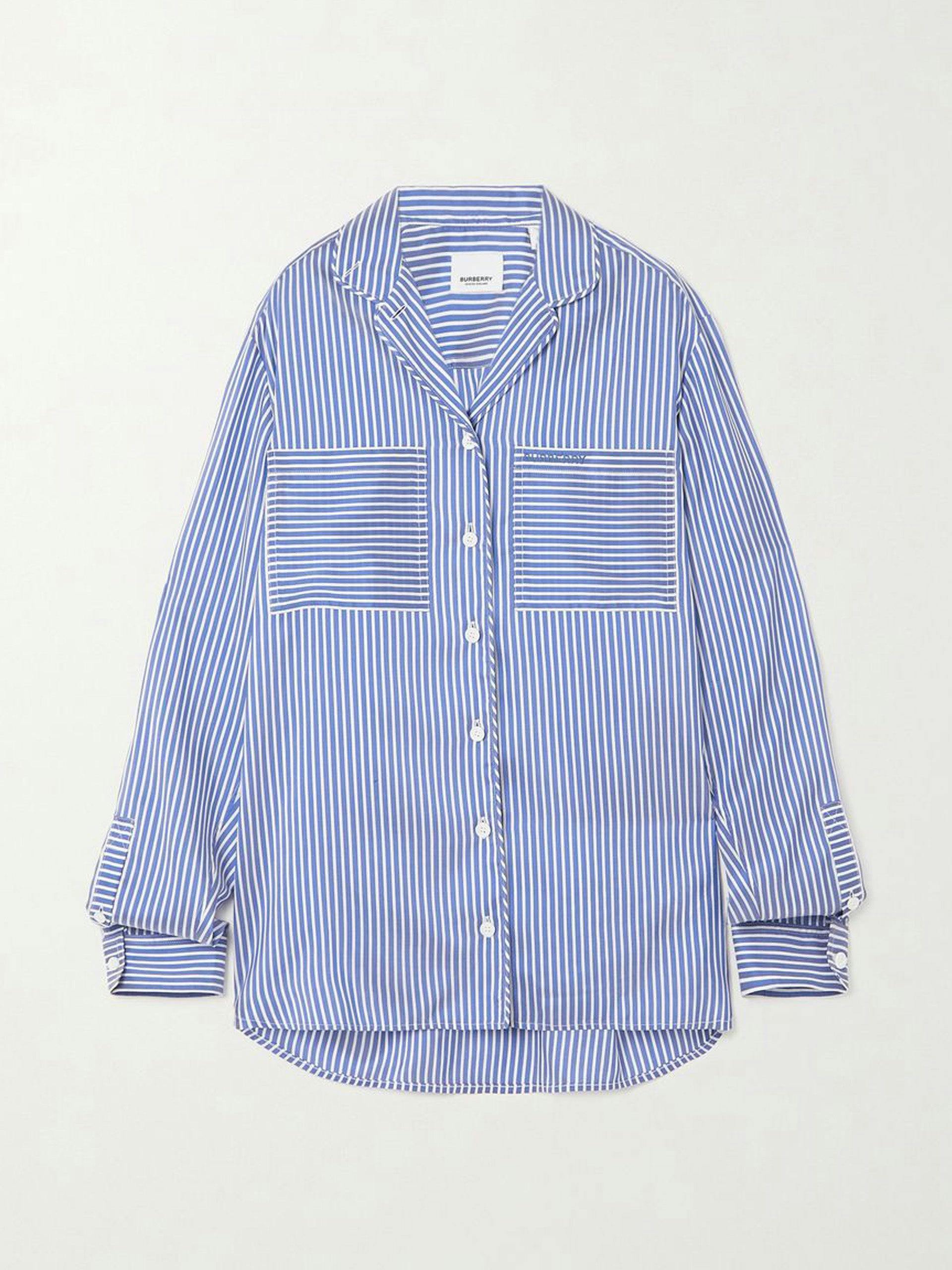 Embroidered striped cotton shirt