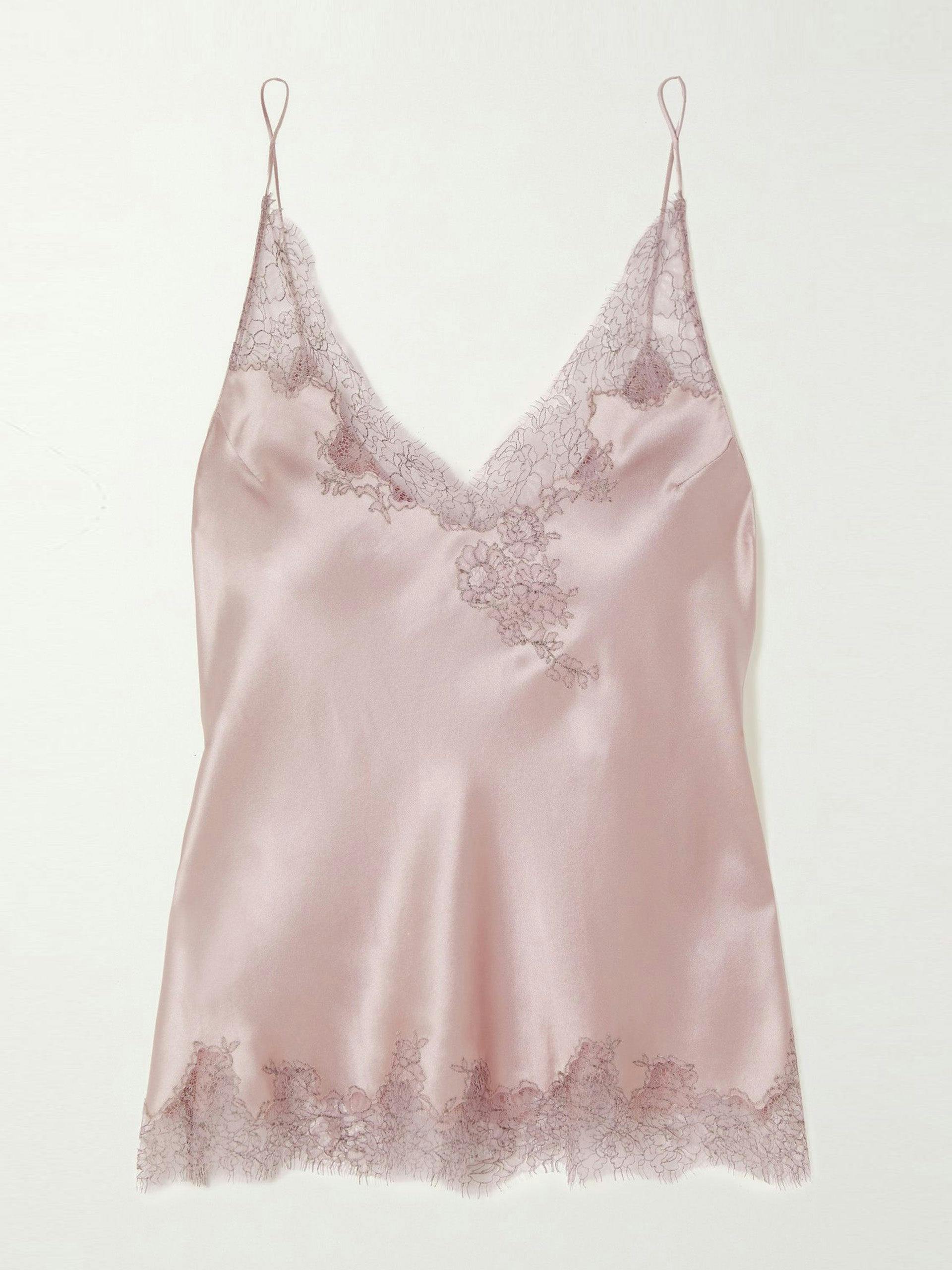 Lace-trimmed silk-satin camisole