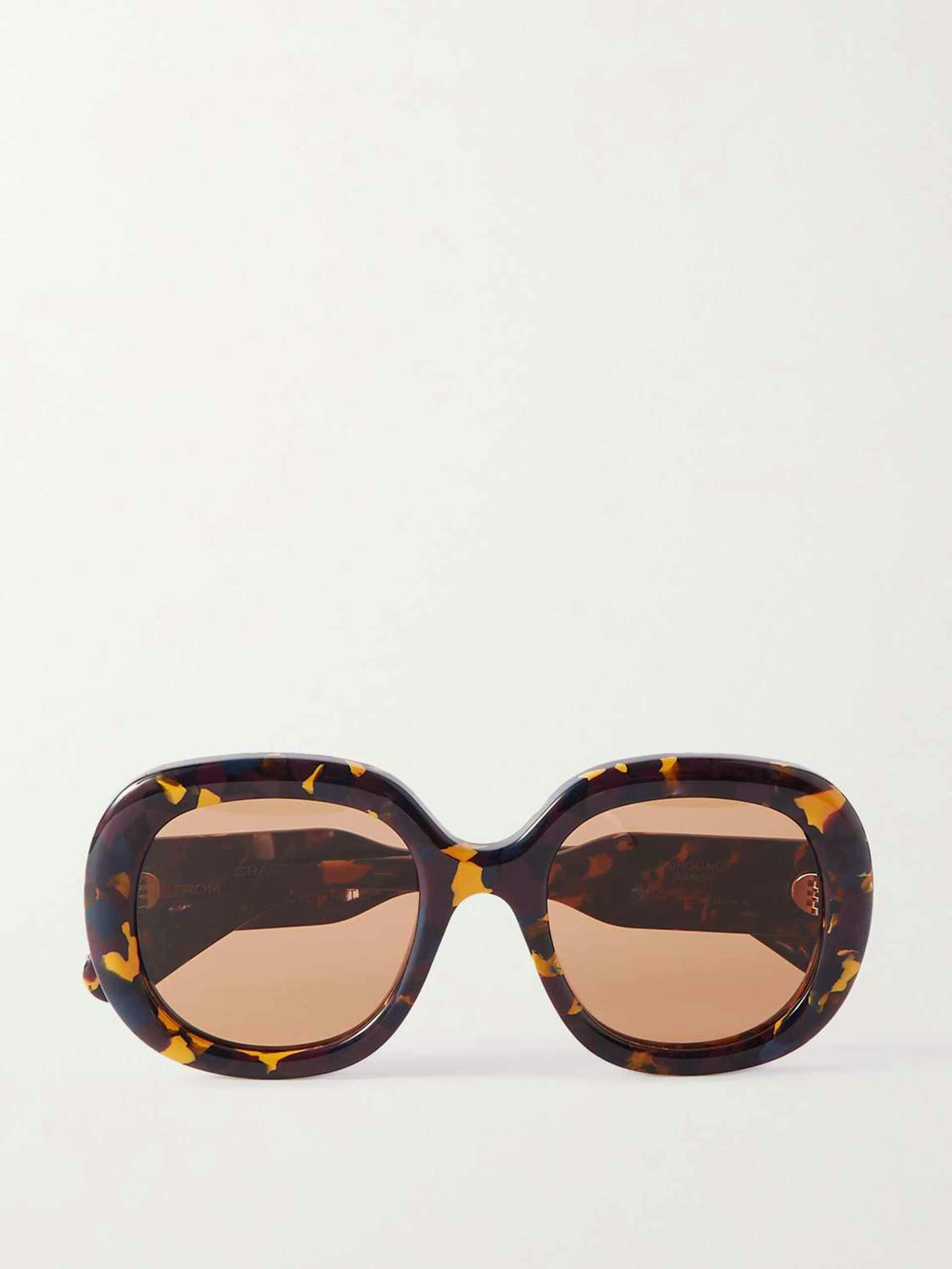 Oversized round-frame tortoiseshell sunglasses