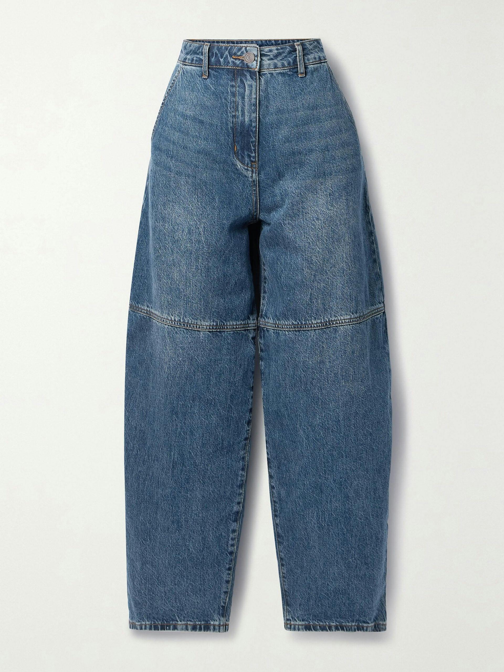 Paneled high-rise wide-leg jeans