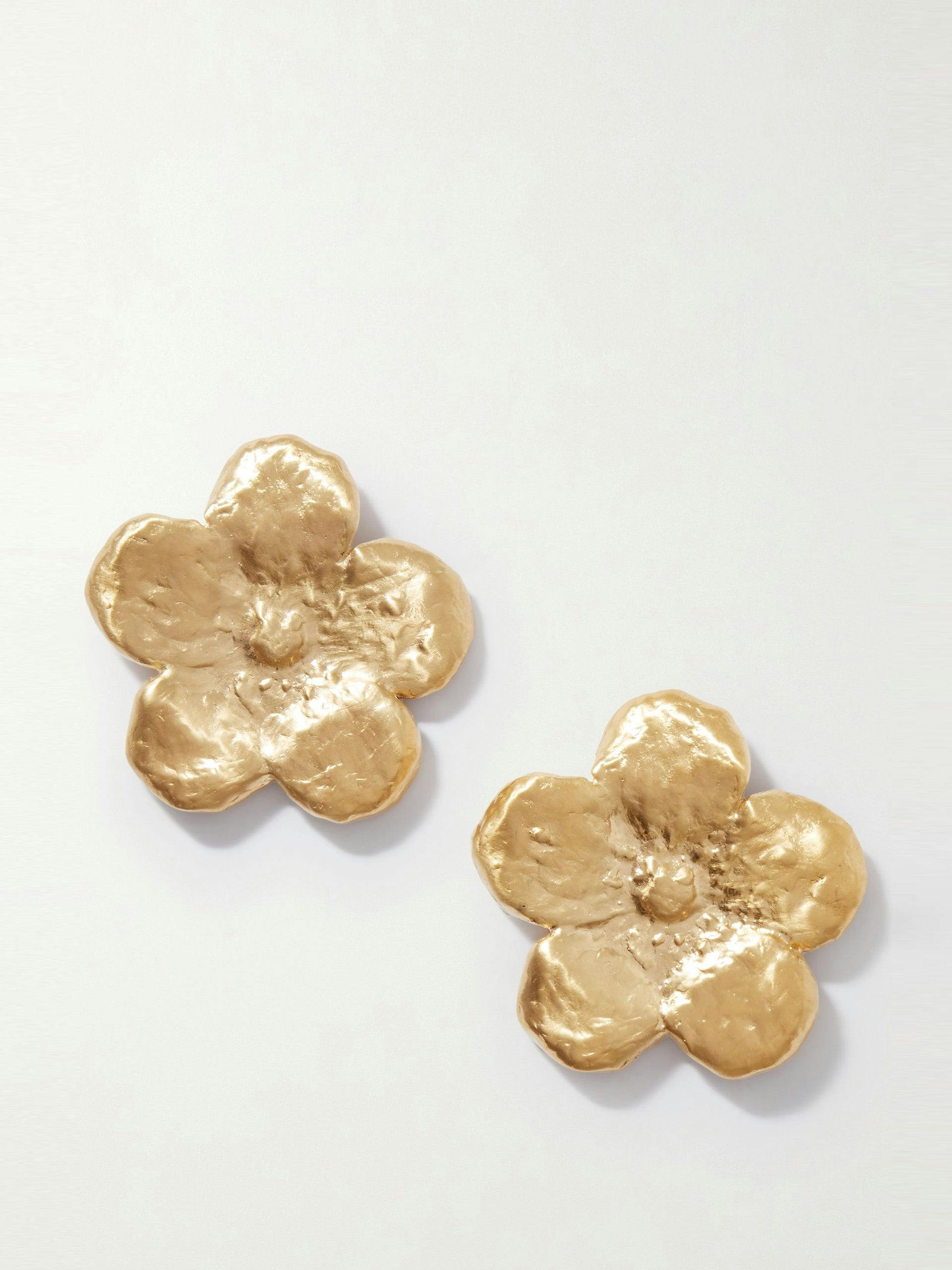 Flower gold-plated earrings